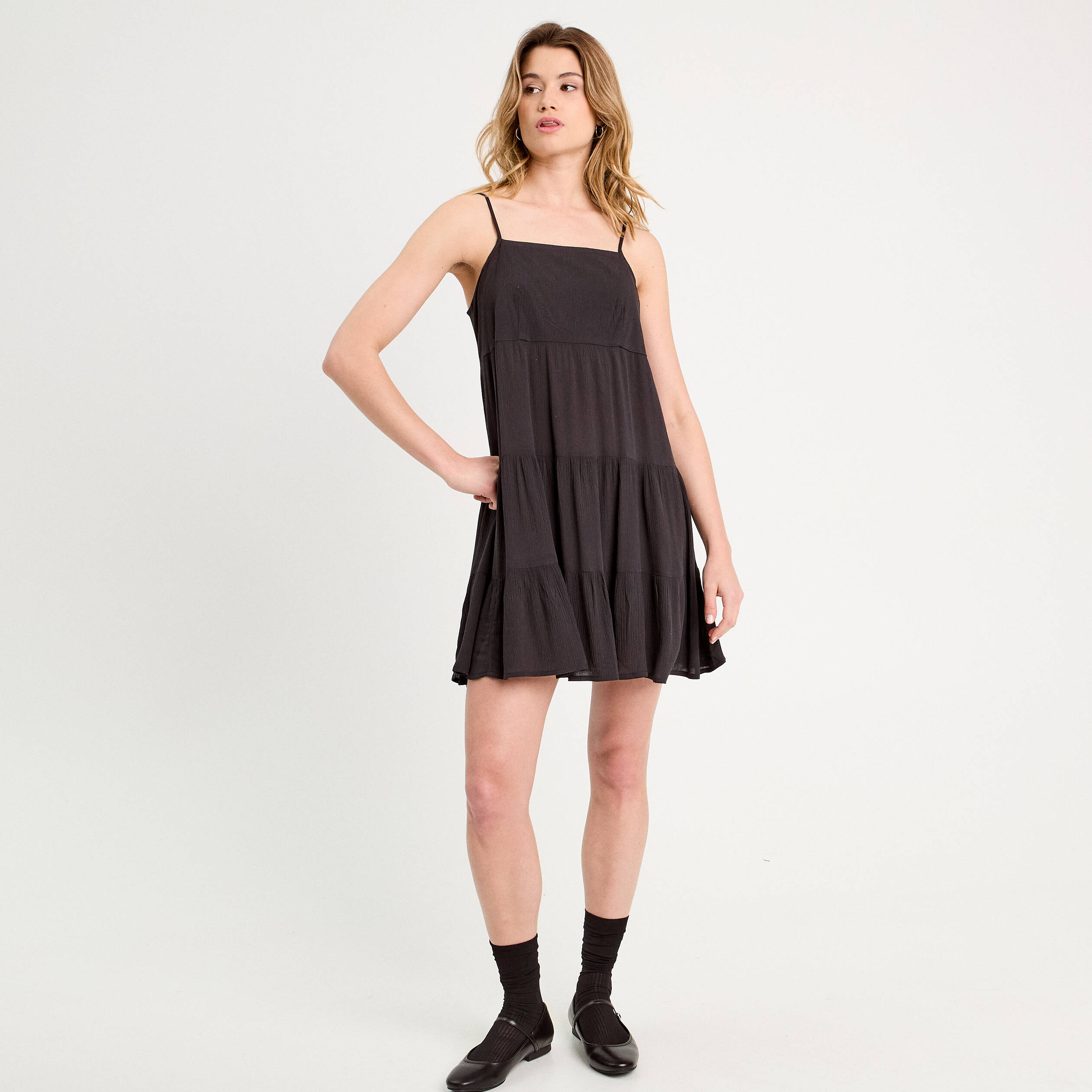 robe evasee bretelles noir femme Robe évasée bretelles noir femme