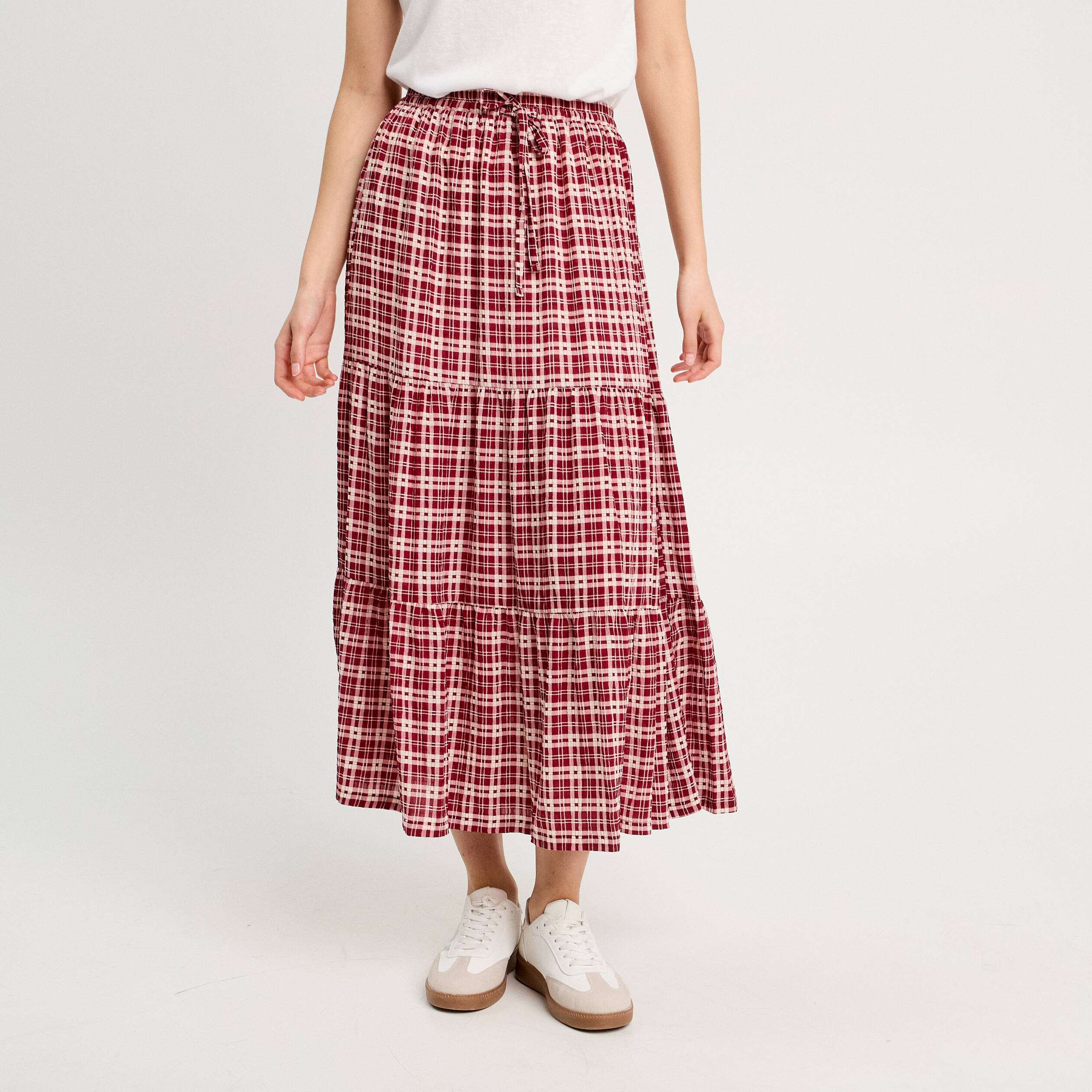 jupe longue trapeze bordeaux femme Jupe longue trapèze bordeaux femme