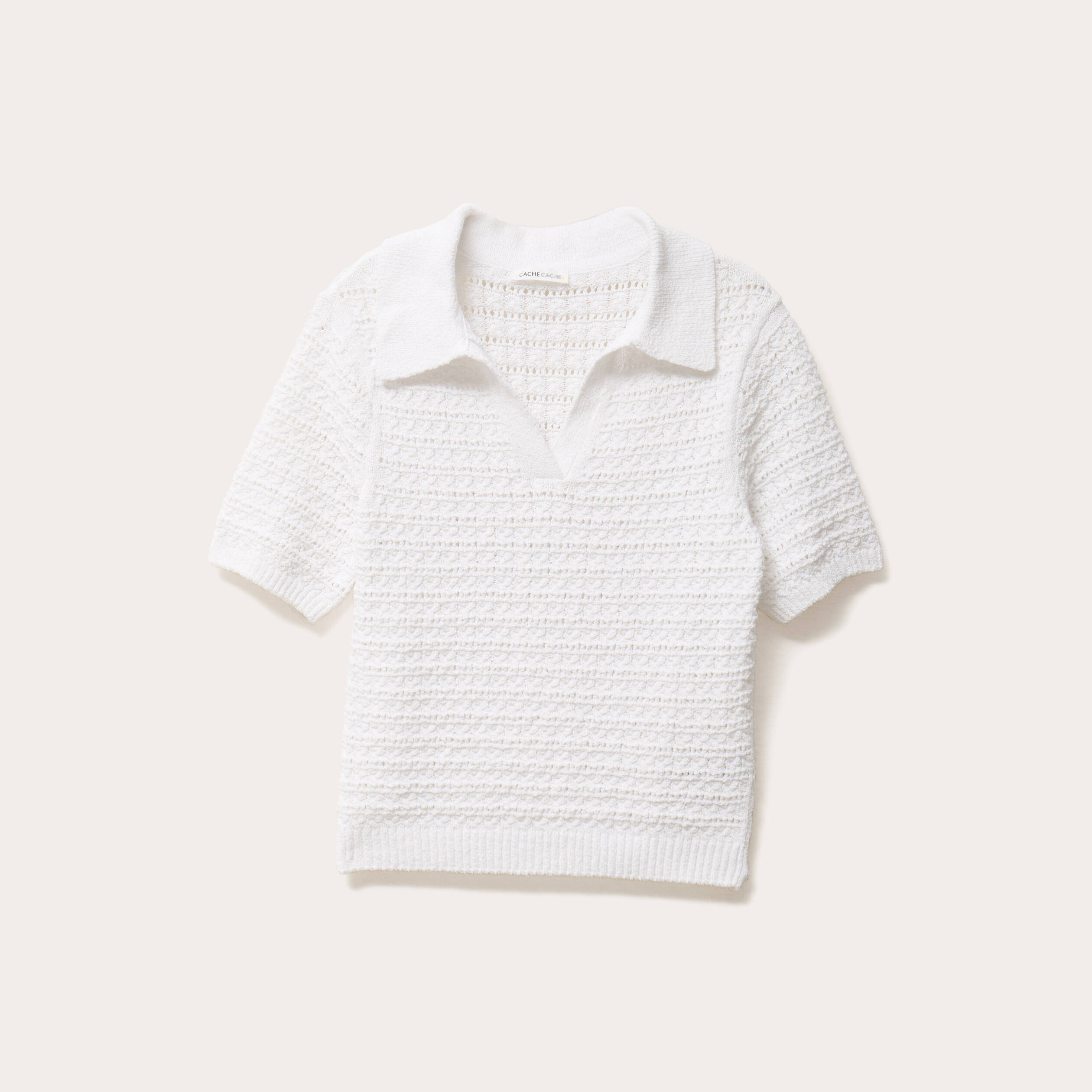 polo manches courtes ajoure blanc femme Polo manches courtes ajouré blanc femme