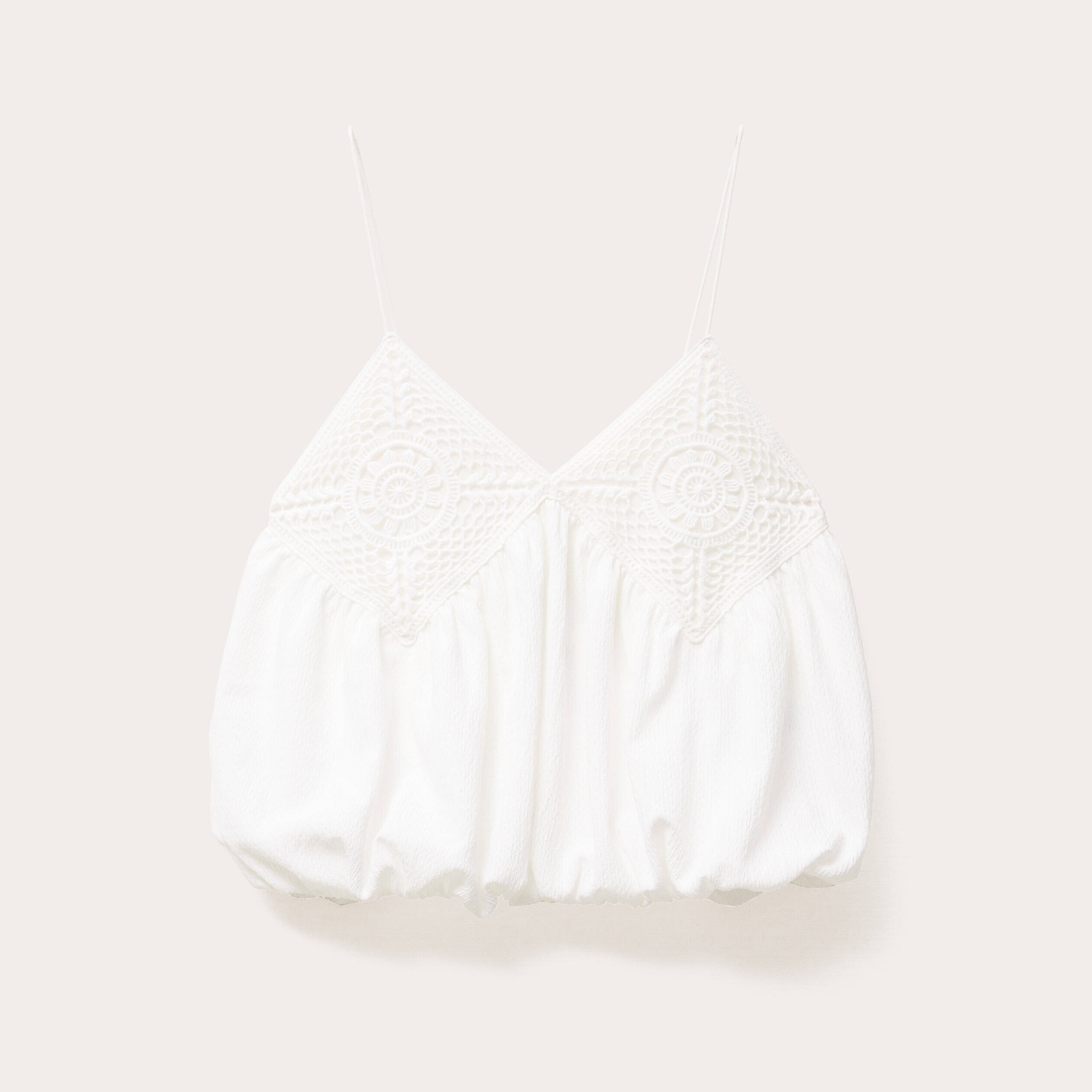 blouse cropped bretelles ecru femme Blouse cropped bretelles ecru femme