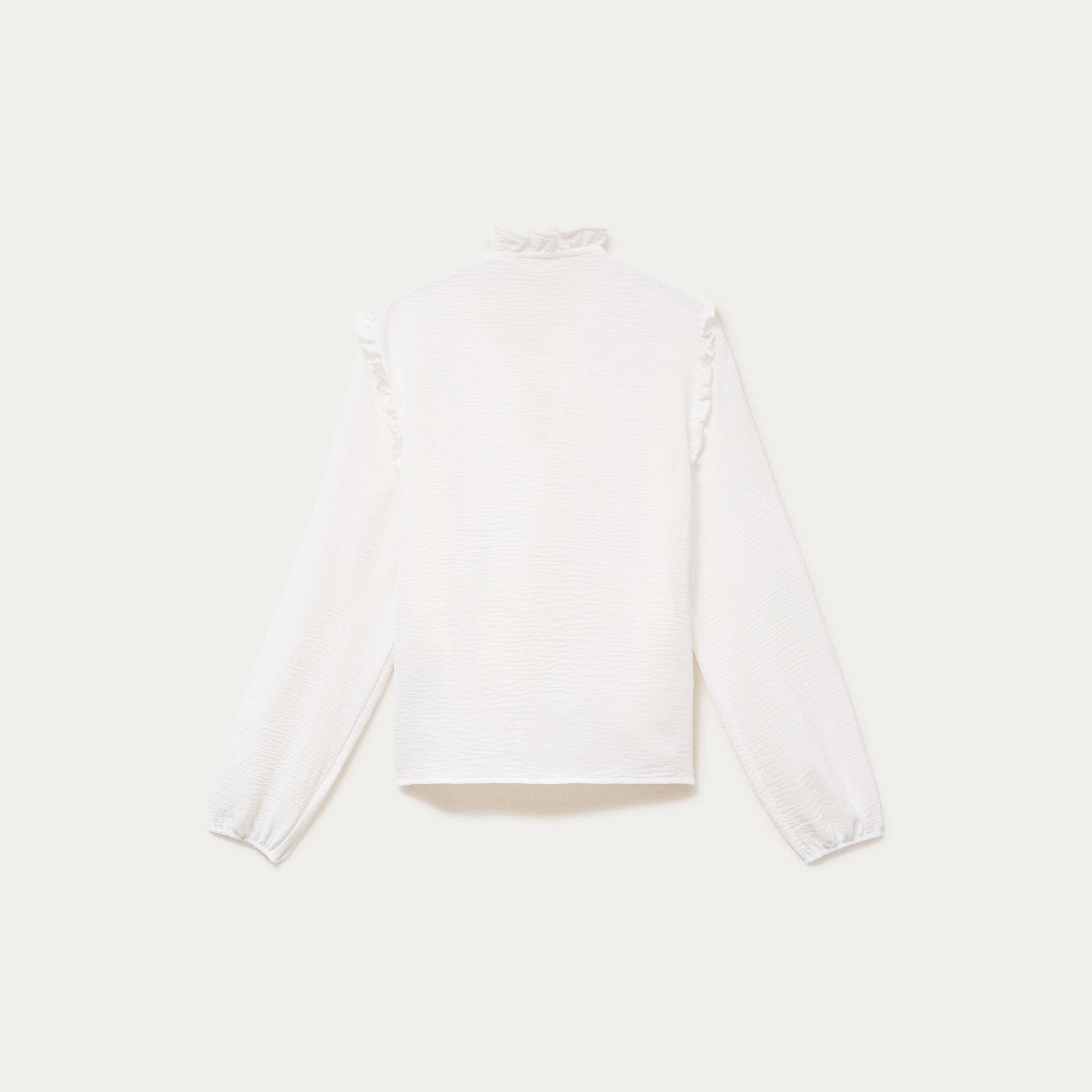 Blouse ample col montant manches longues ecru femme
