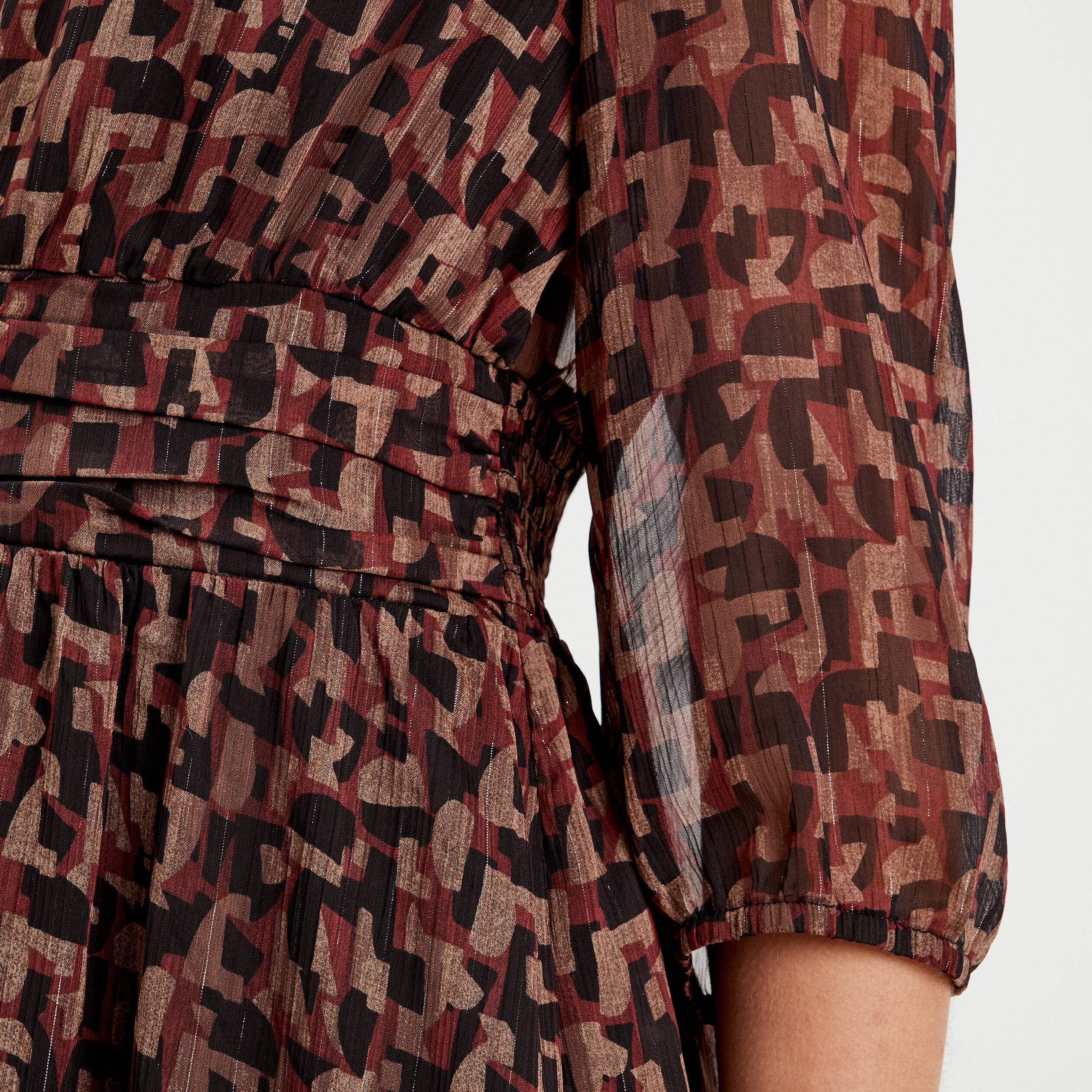 robe evasee manches 34 marron femme Robe évasée manches 3/4 marron femme
