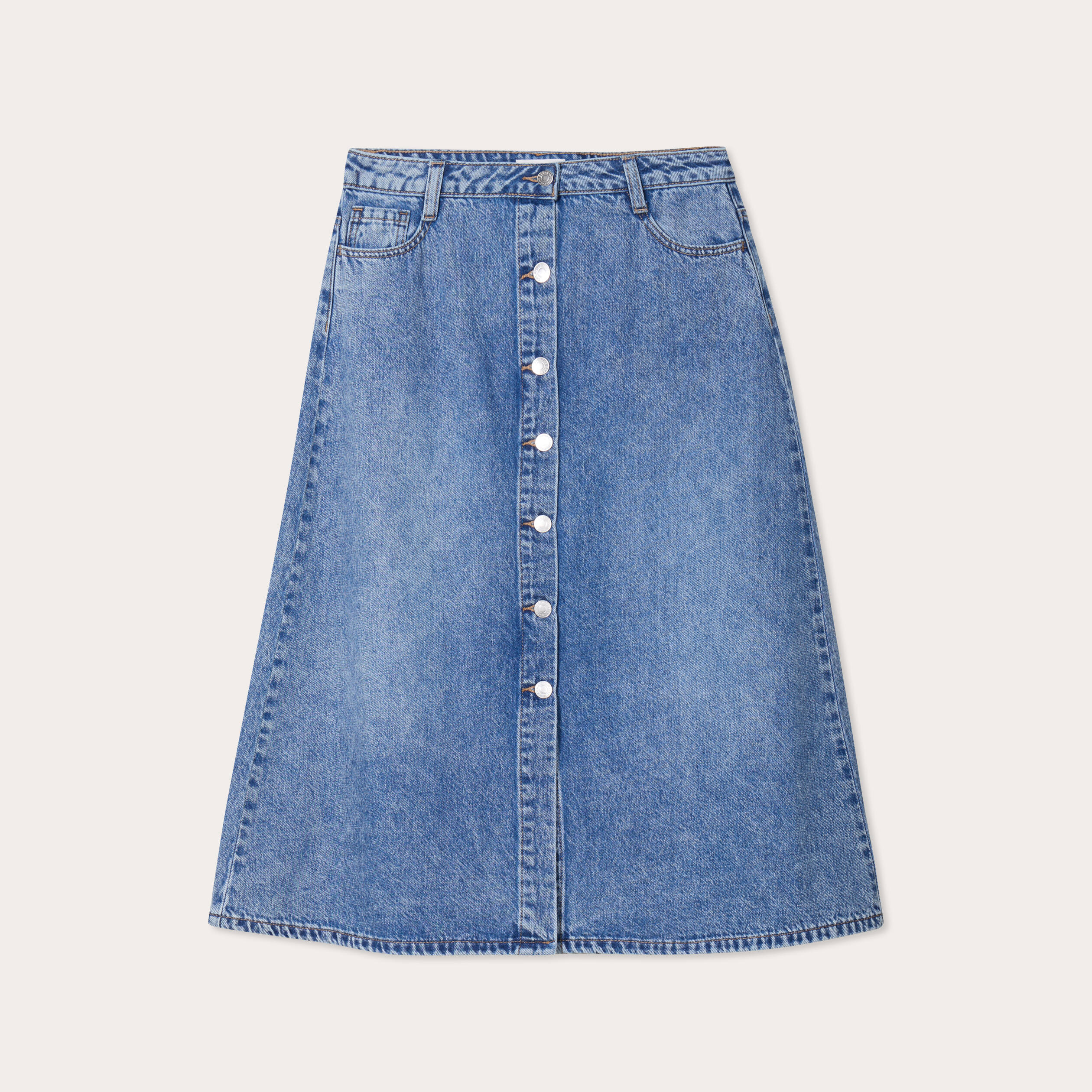 jupe longue trapeze en jean denim double stone femme Jupe longue trapèze en jean denim double stone femme