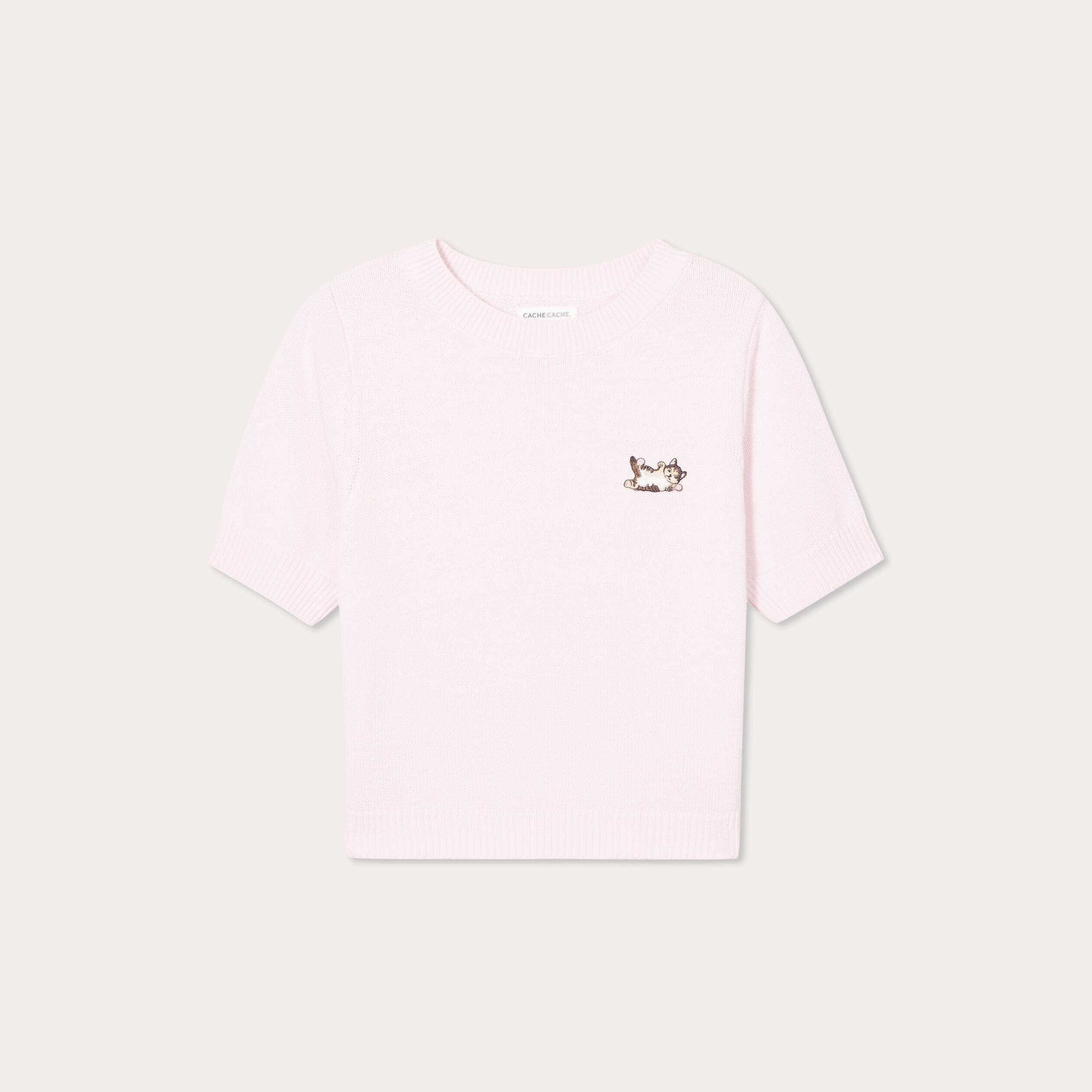 pull manches courtes rose clair femme Pull manches courtes rose clair femme