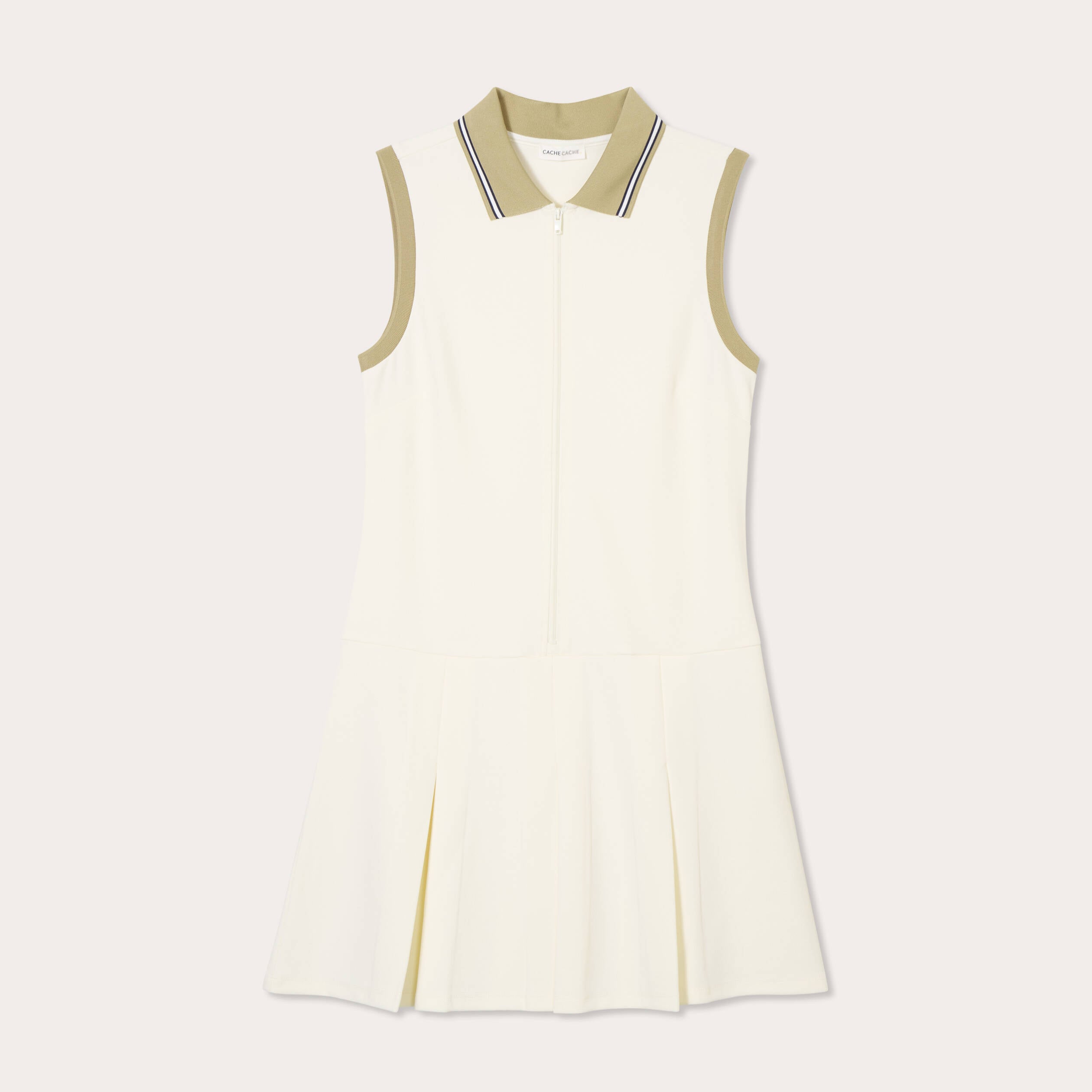 Robe trap&egrave;ze sans manches ecru femme