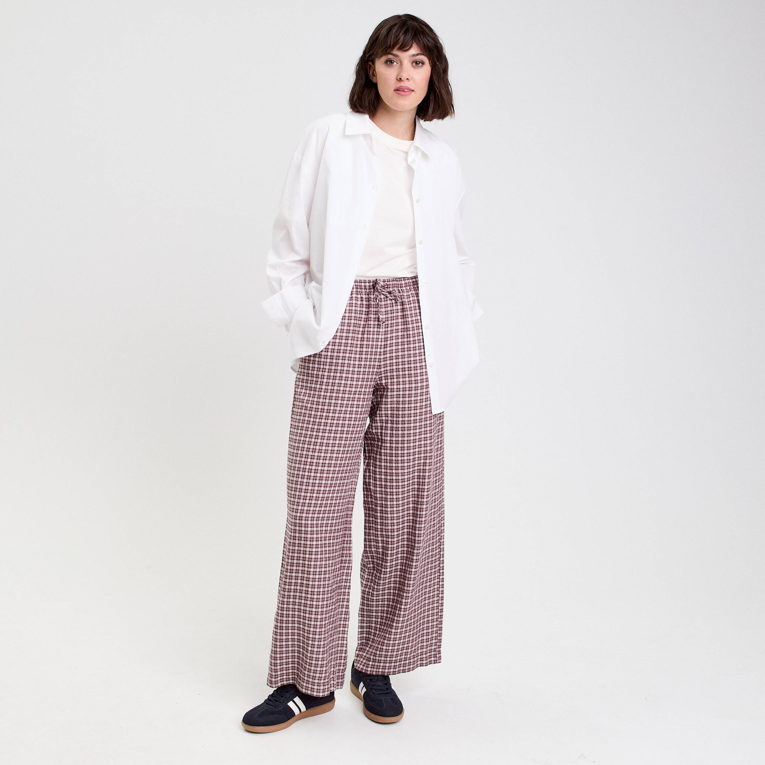 pantalon large taille standard blanc femme Pantalon large taille standard blanc femme