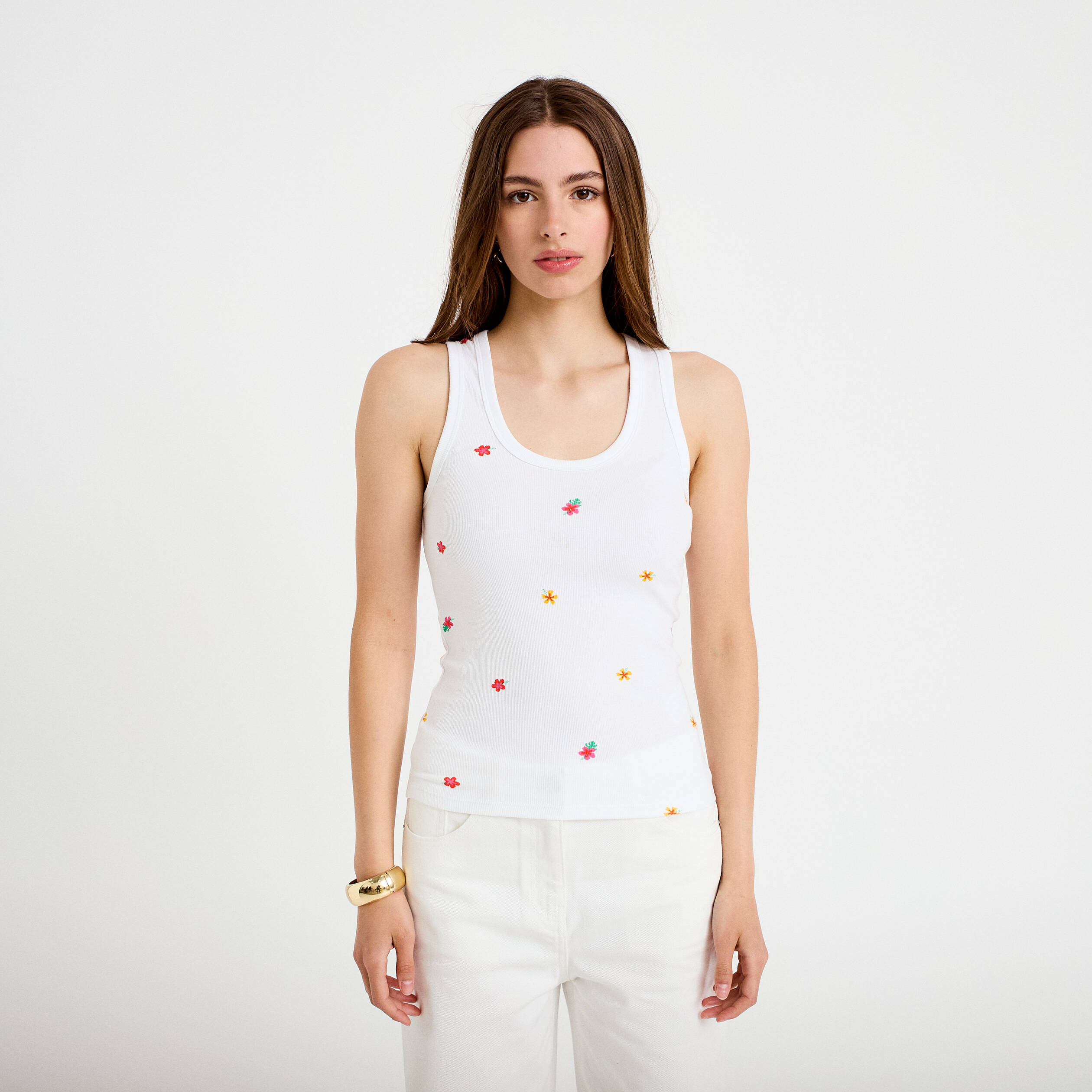 D&eacute;bardeur c&ocirc;tel&eacute; blanc femme