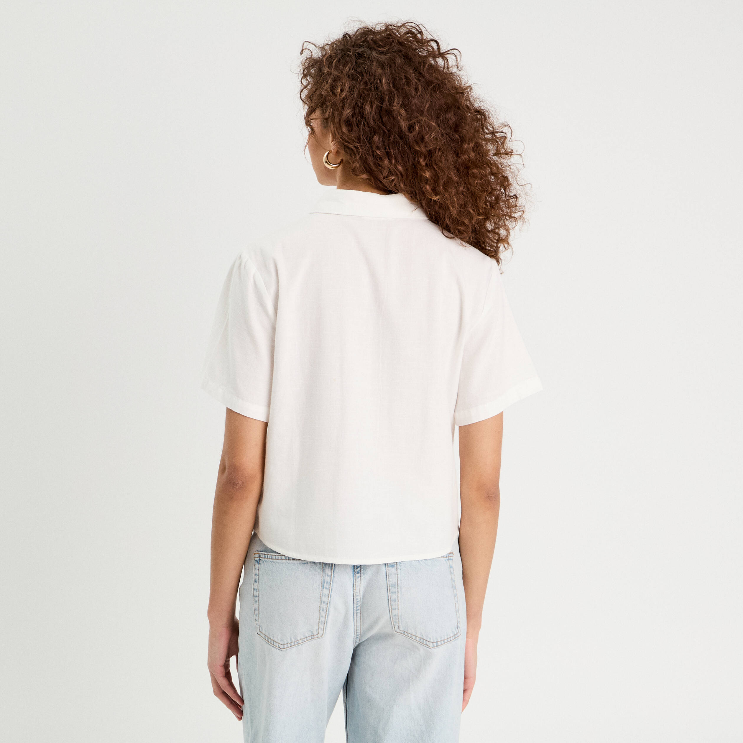 chemise brodee manches courtes ecru femme Chemise brodée manches courtes ecru femme