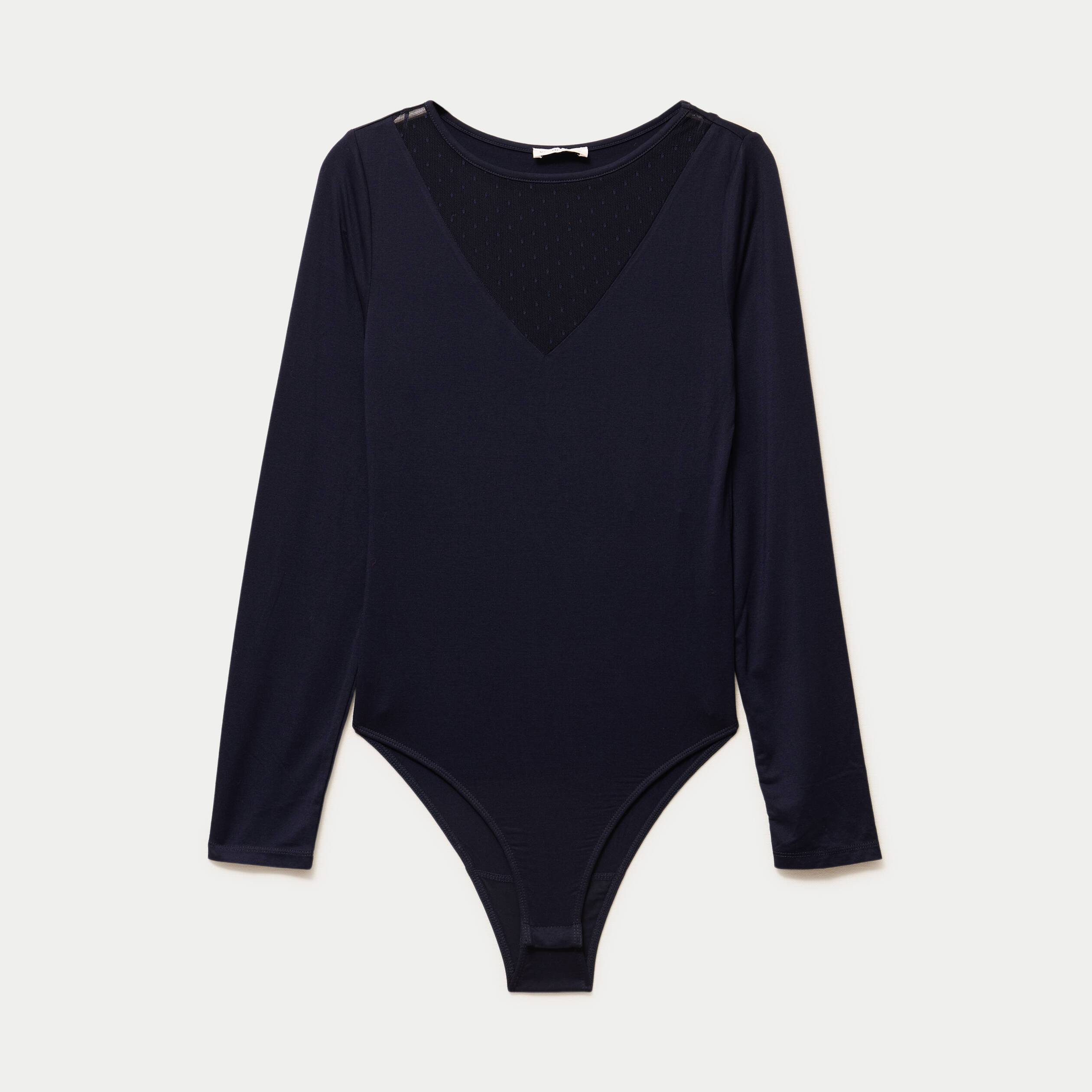 Body thermique col rond manches longues bleu marine femme