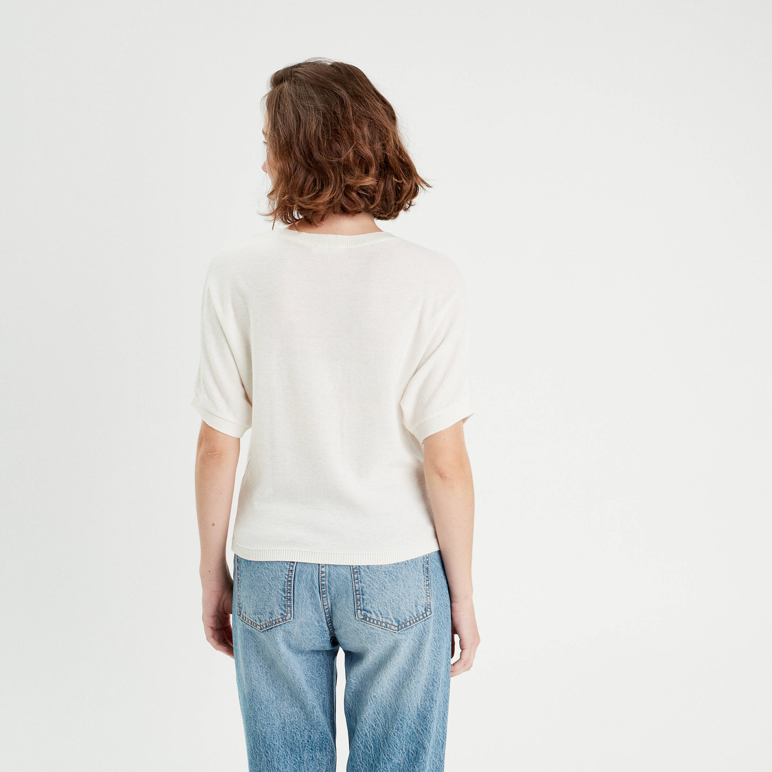 pull manches courtes clous ecru femme Pull manches courtes clous ecru femme