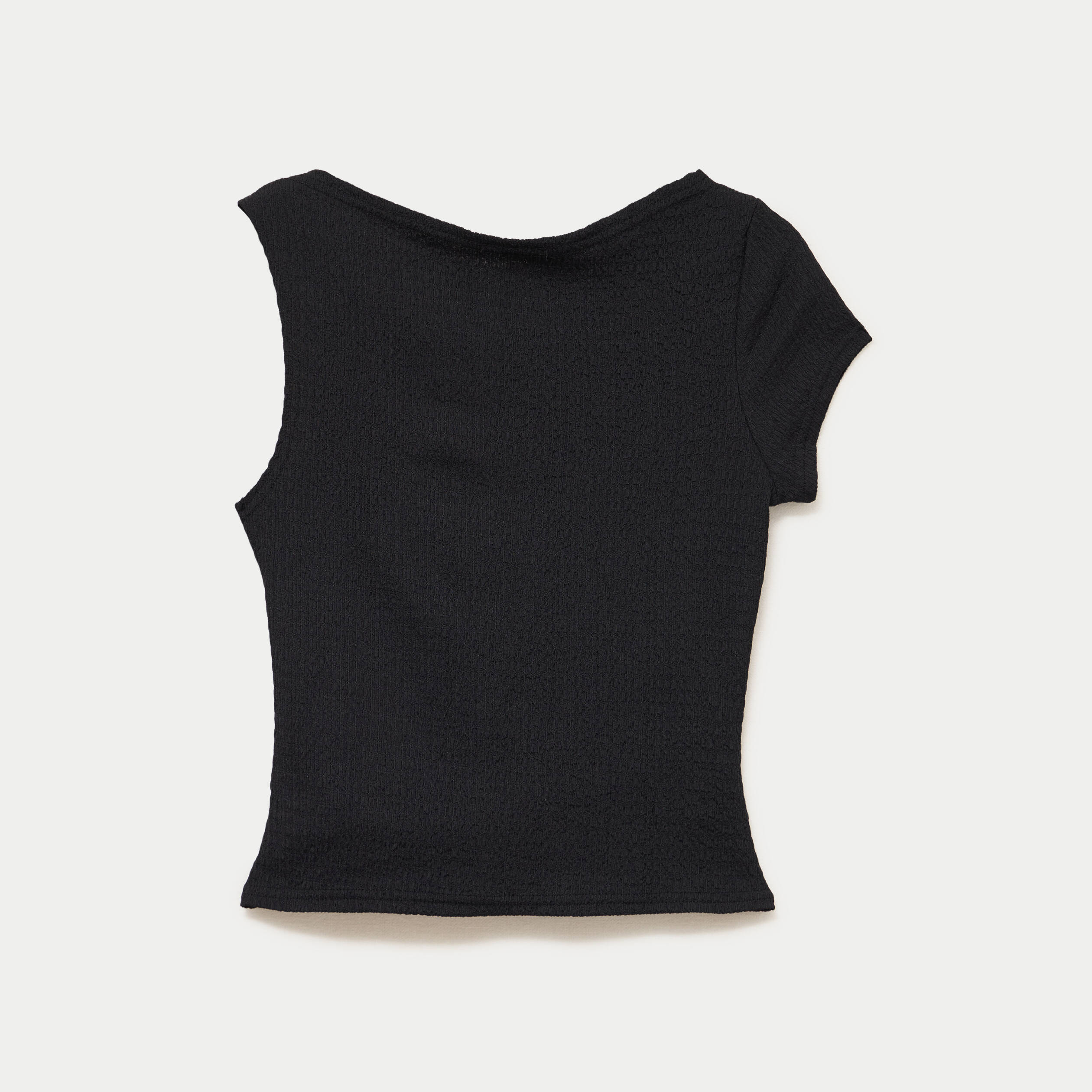 Top asym&eacute;trique d&eacute;tail bijou noir femme