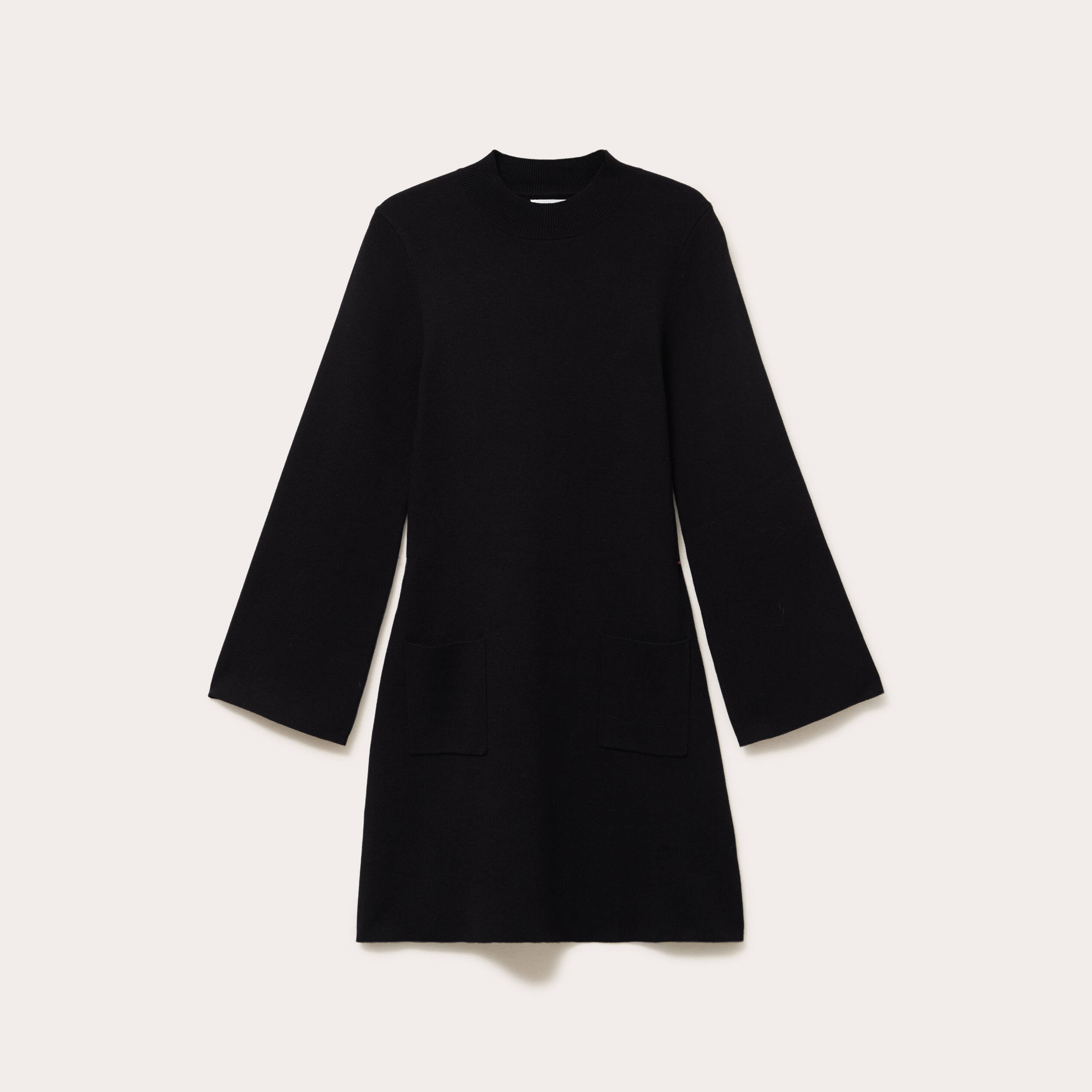 Robe manches longues col montant noir femme