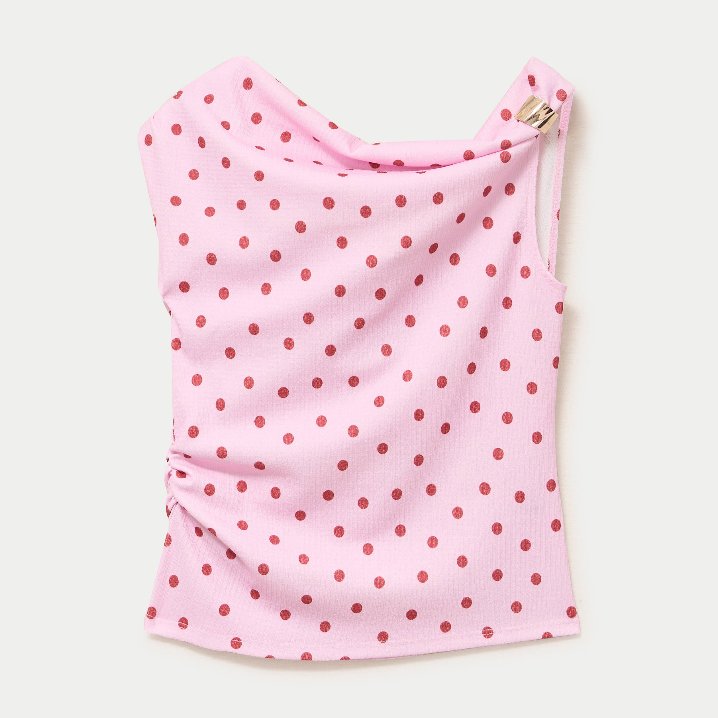 Top pliss&eacute; col bardot sans manches rose clair femme