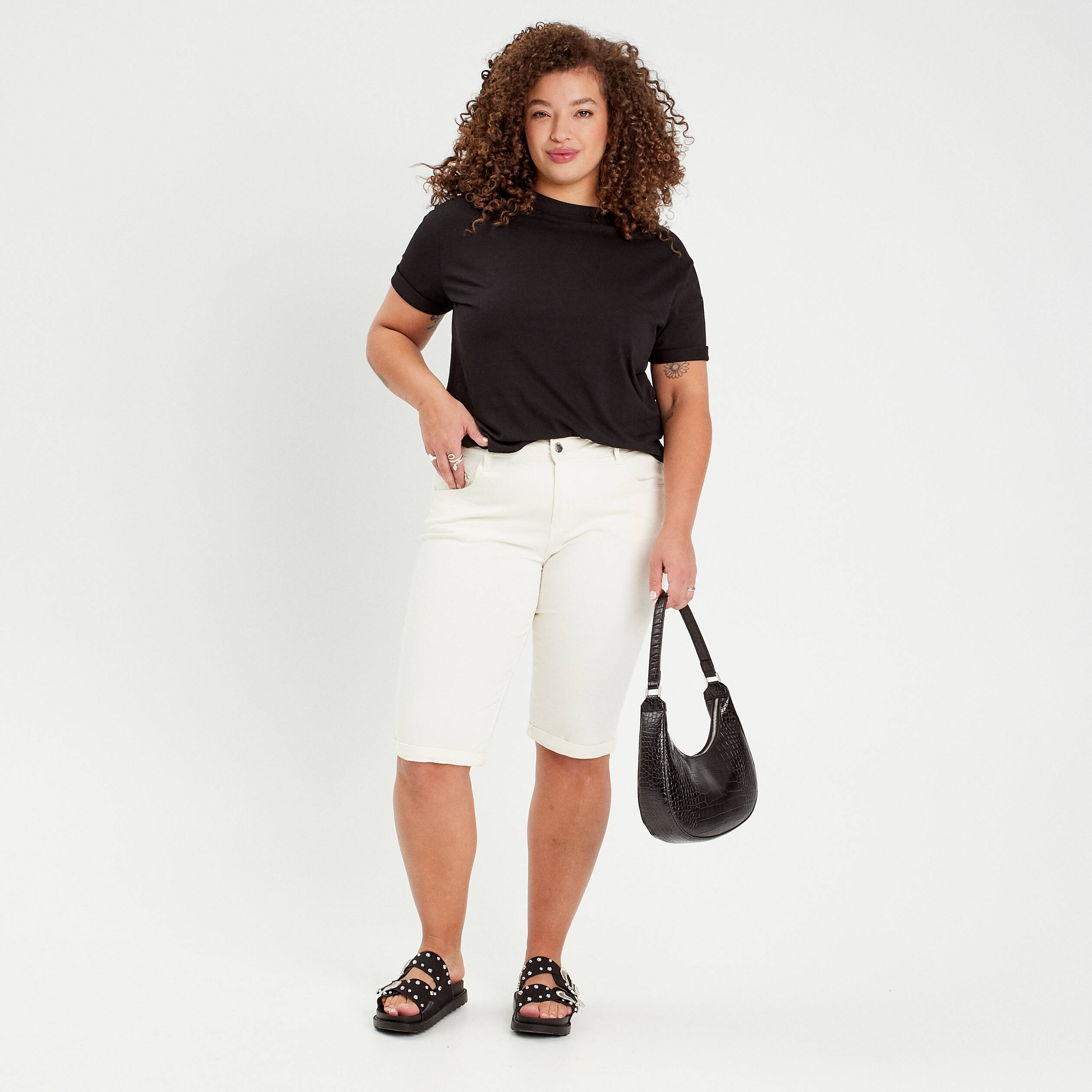 Pantacourt blanc femme