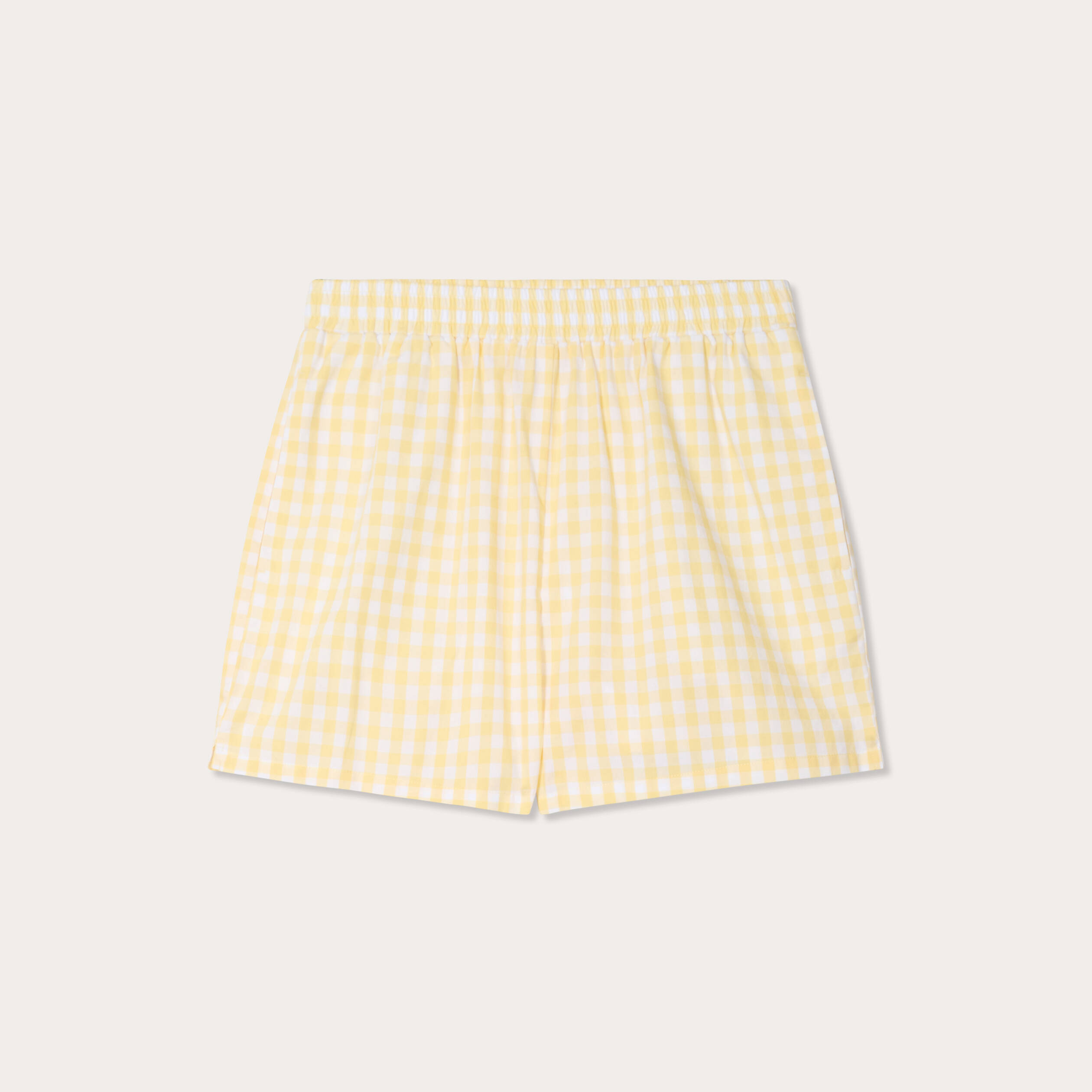Short droit taille élastiquée jaune femme
