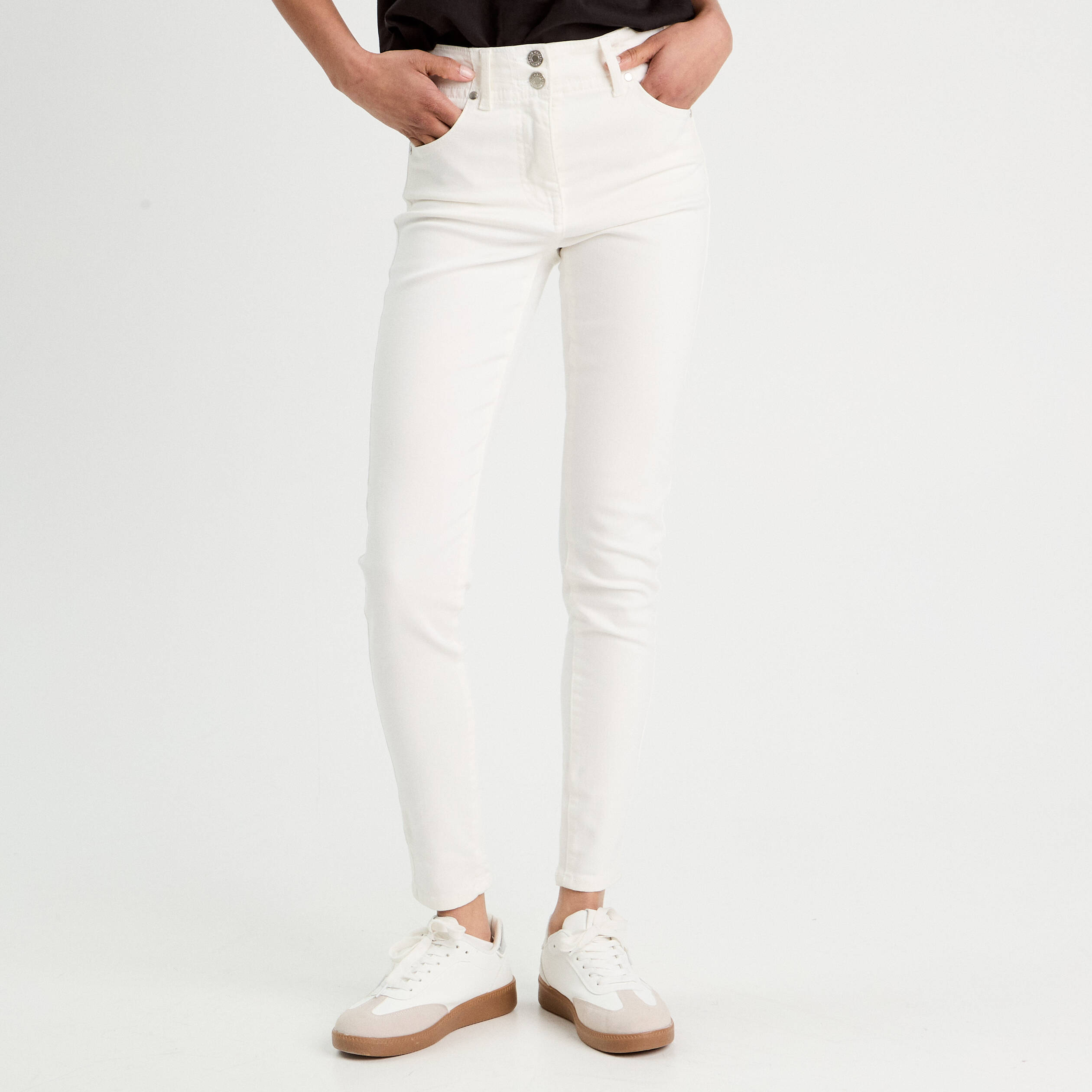 Jeans skinny 5 poches ecru femme