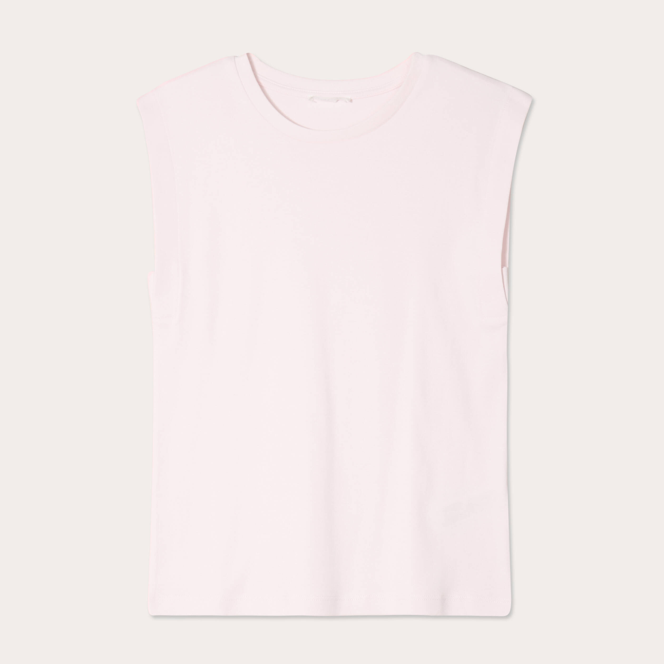 T-shirt col rond sans manches rose clair femme