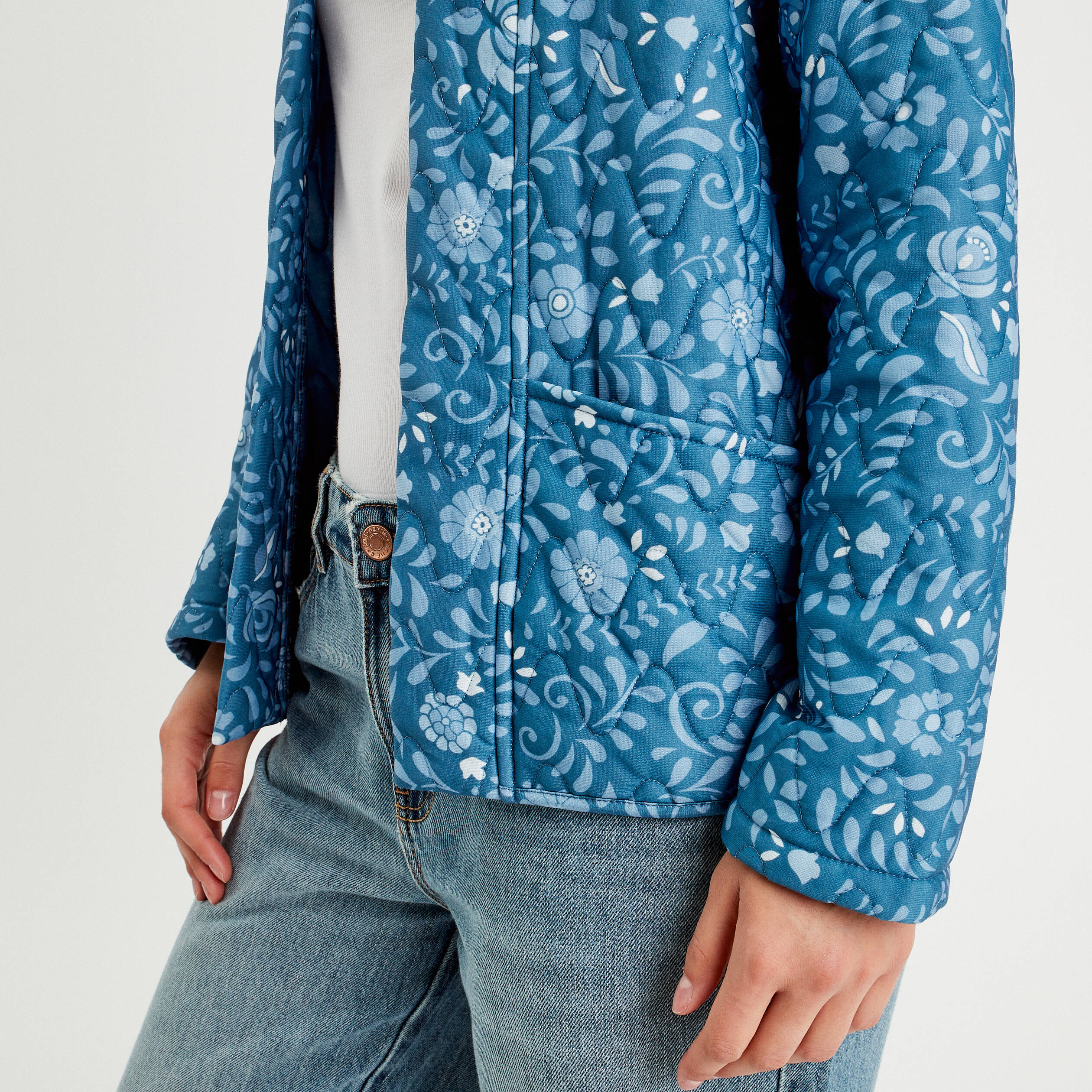 Veste effet matelass&eacute; bleu marine femme