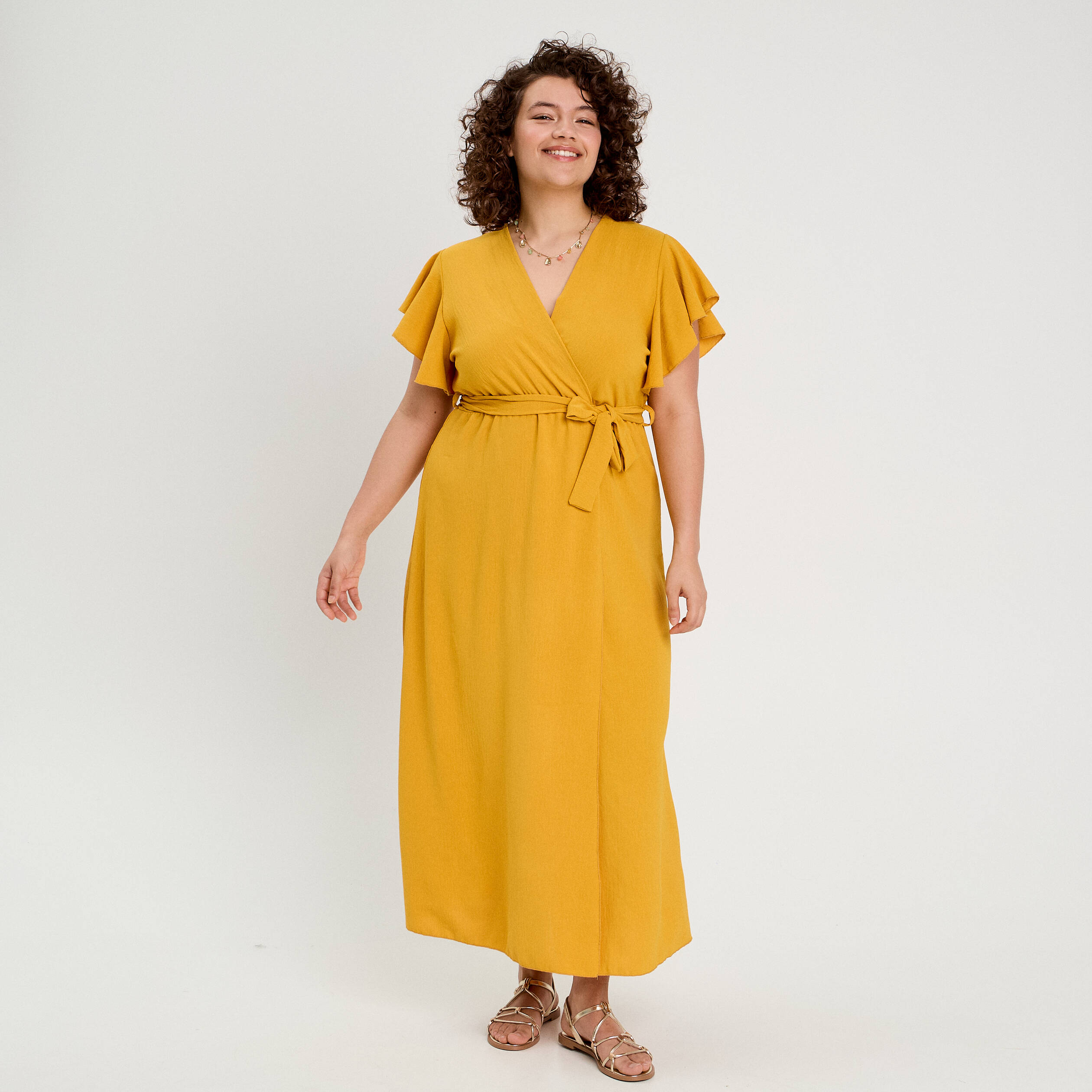 Robe Cache-cœur Old Navy Taille S - Coton Rayé Rose Blanc Jaune - Occasion Très Bon état
