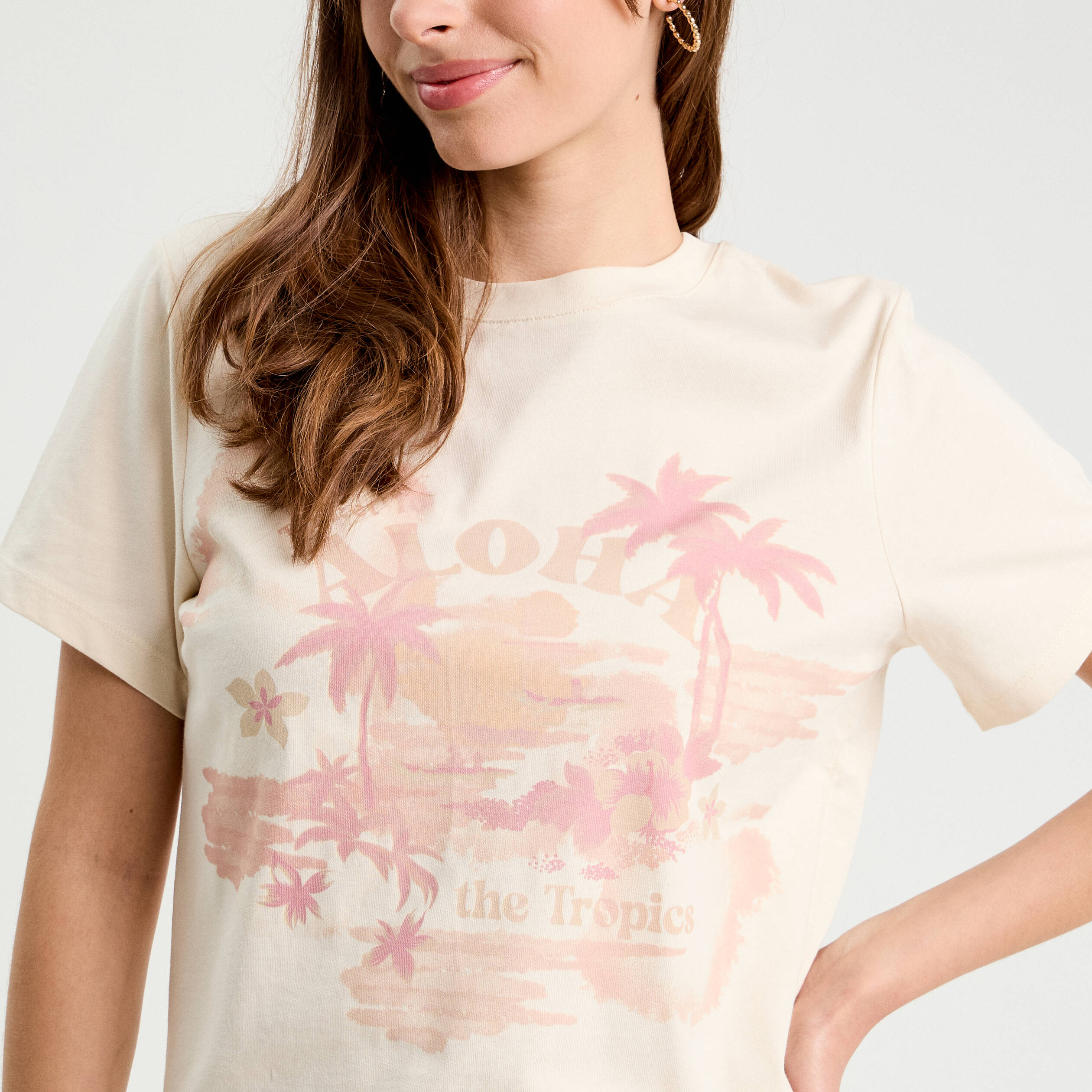 t shirt manches courtes ecru femme T-shirt manches courtes ecru femme