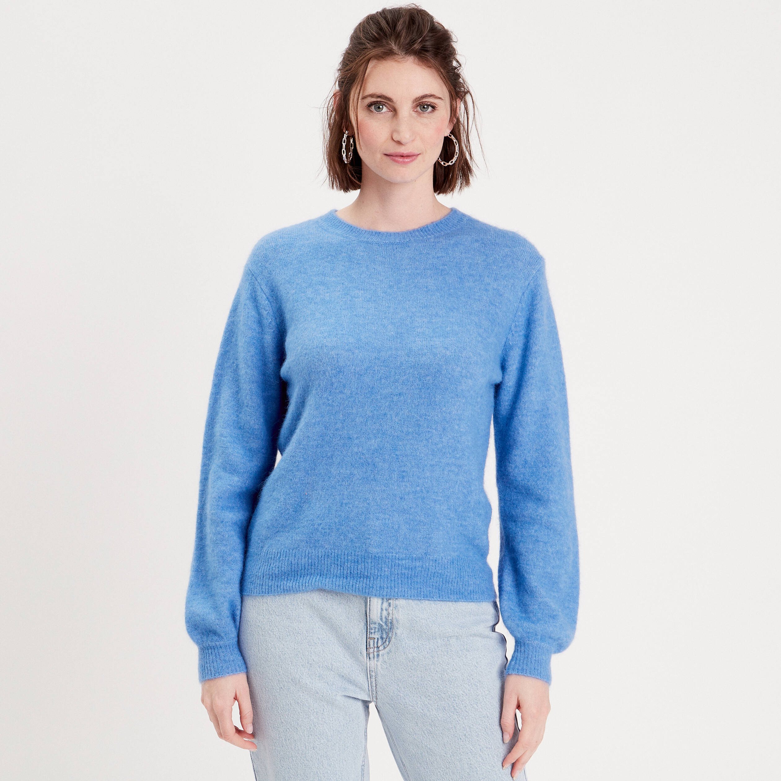 Pull Col Rond Castle Clothing - 100% Acrylique Épais - Bleu Taille 120