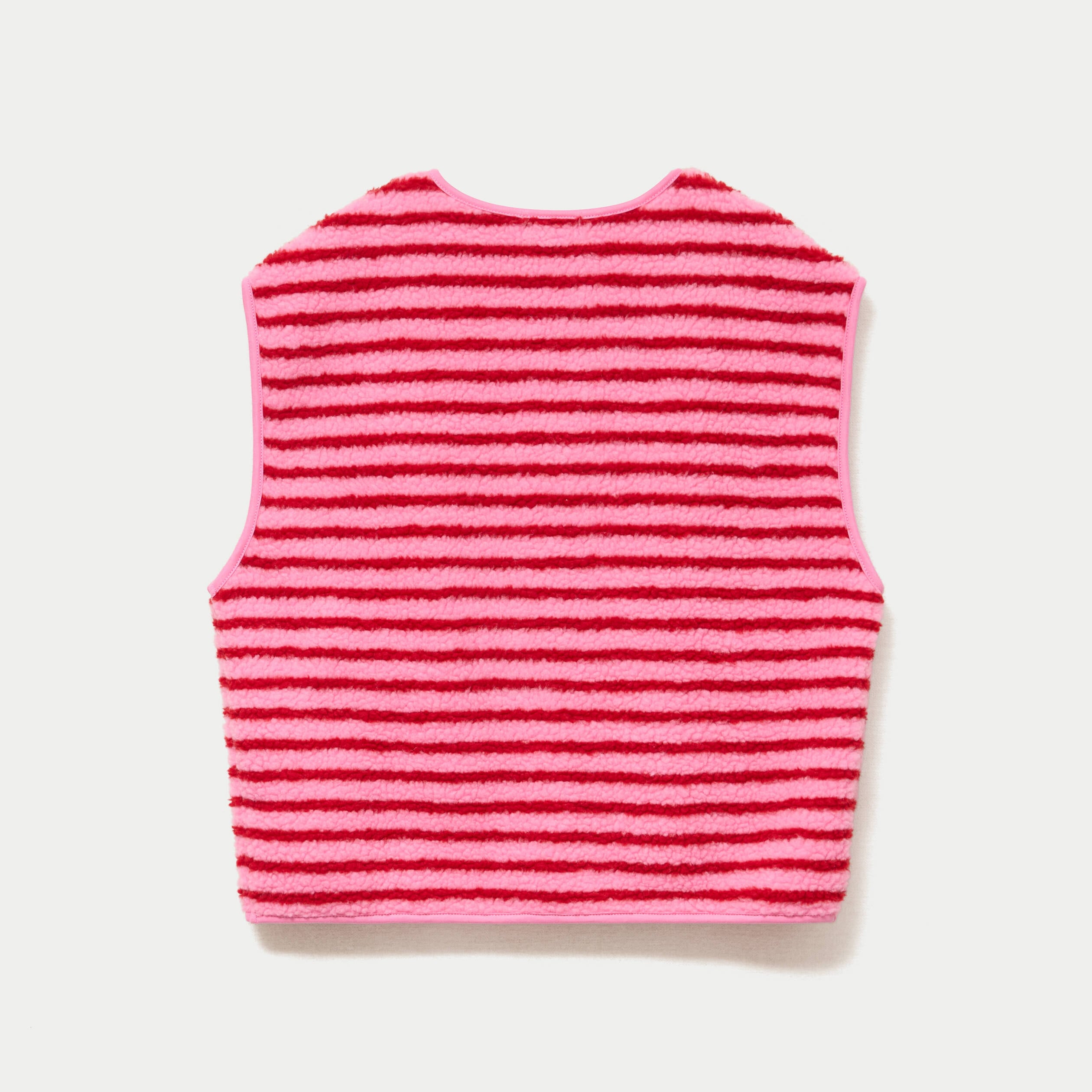 Gilet sans manches effet bouclette rose fushia femme