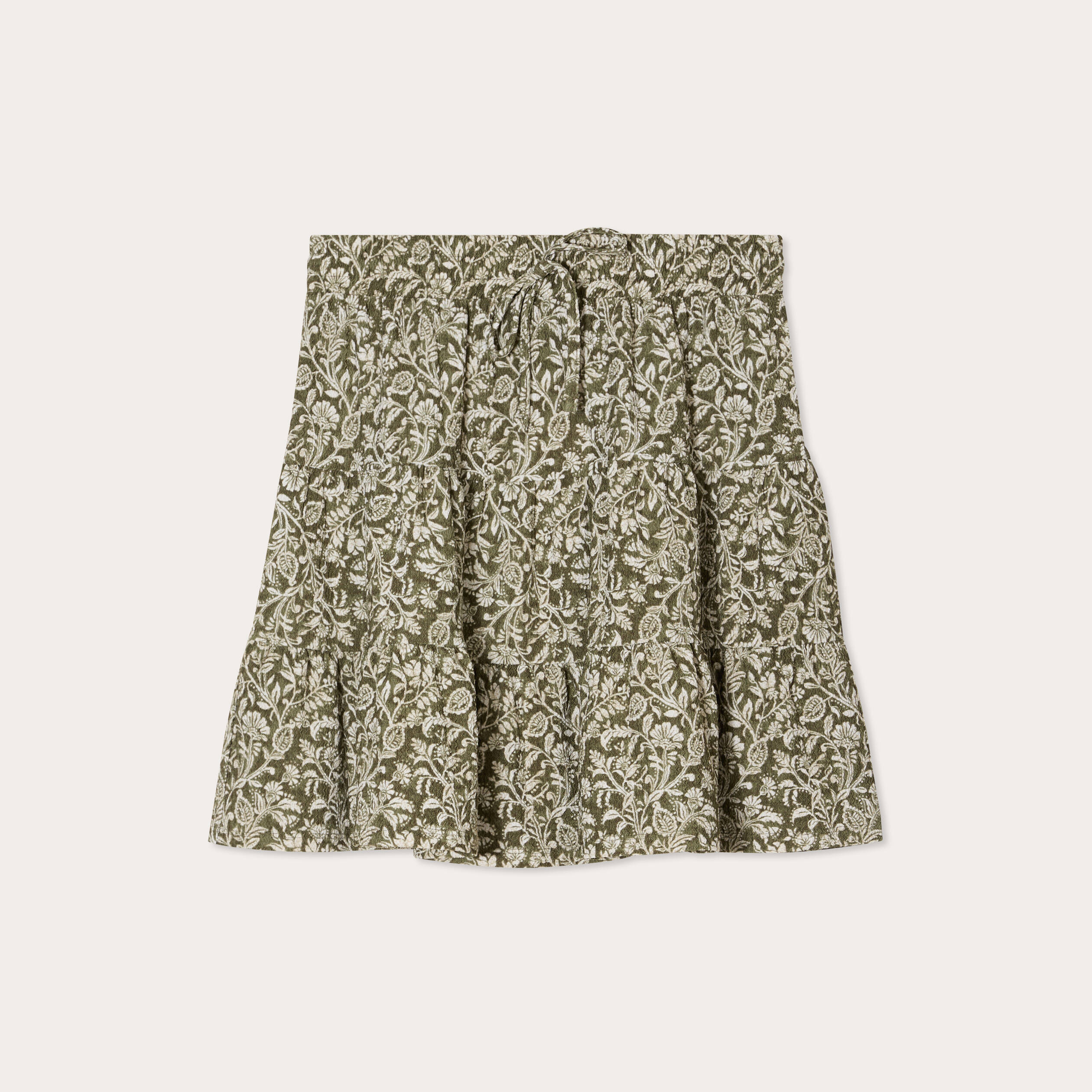 jupe evasee taille elastiquee vert kaki femme Jupe évasée taille élastiquée vert kaki femme