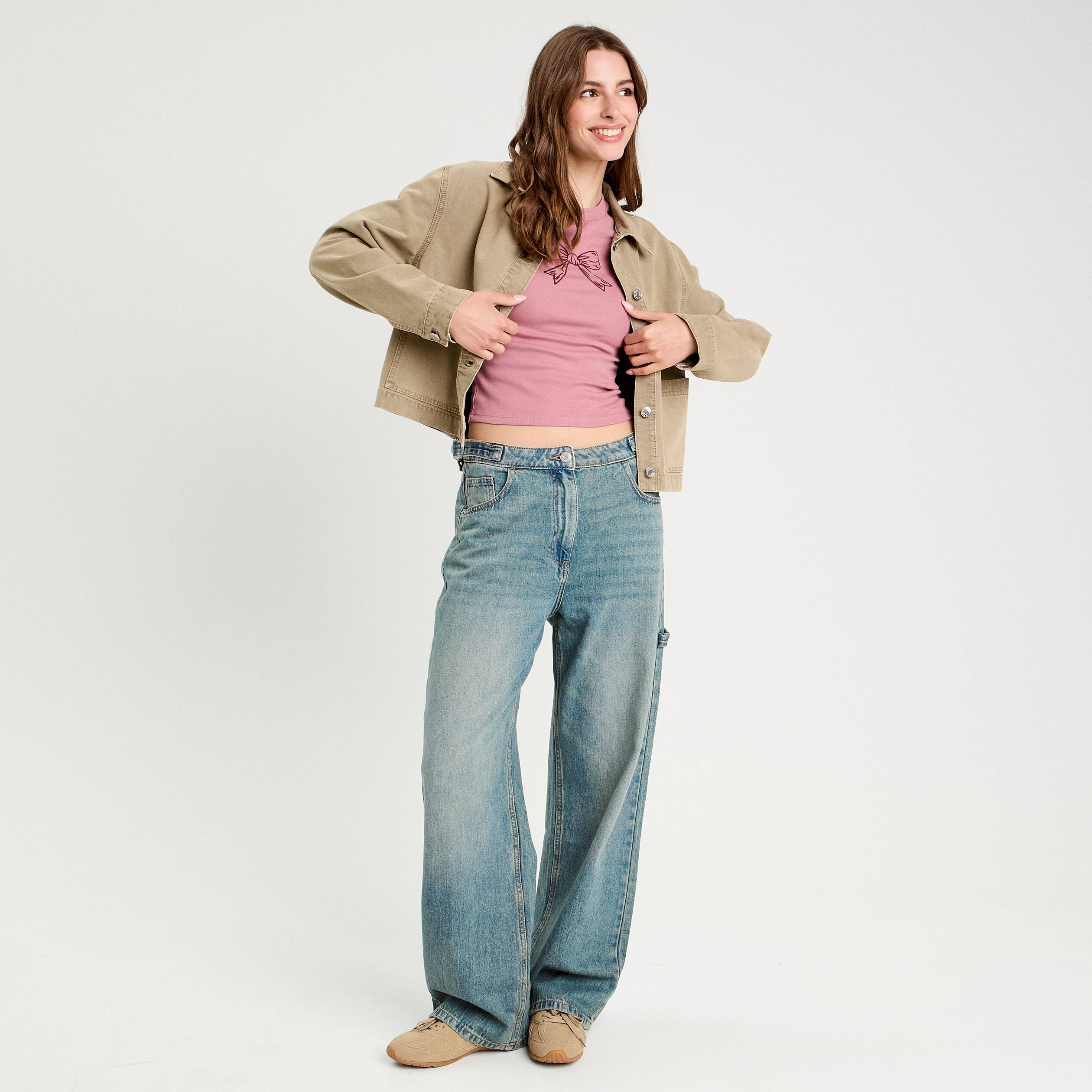 Veste droite boutonn&eacute;e vert pastel femme