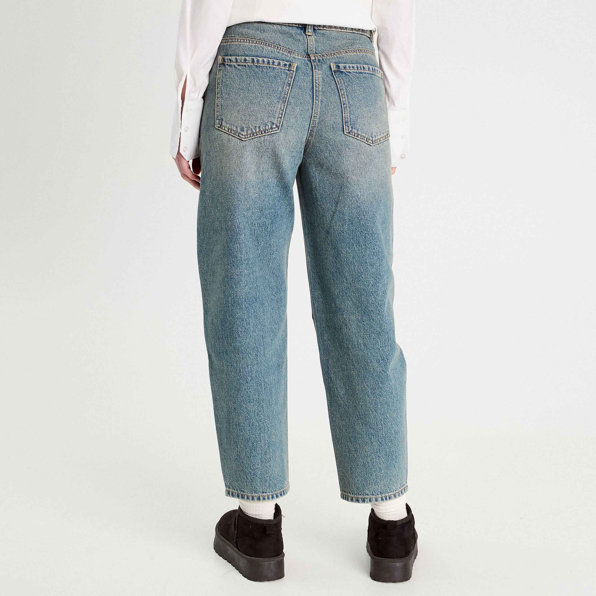Jeans balloon denim double stone femme