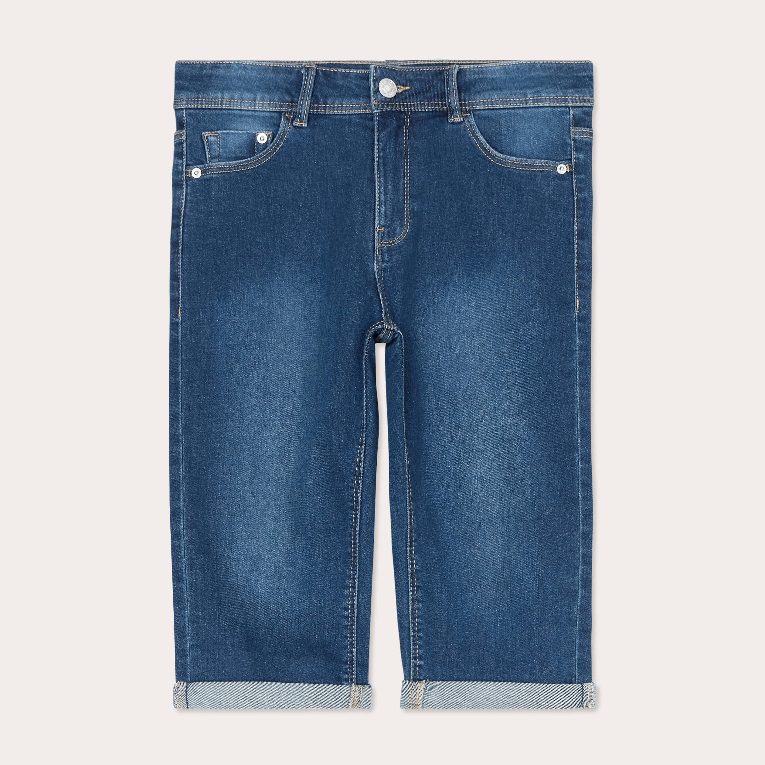 Bermuda slim en jean denim stone femme