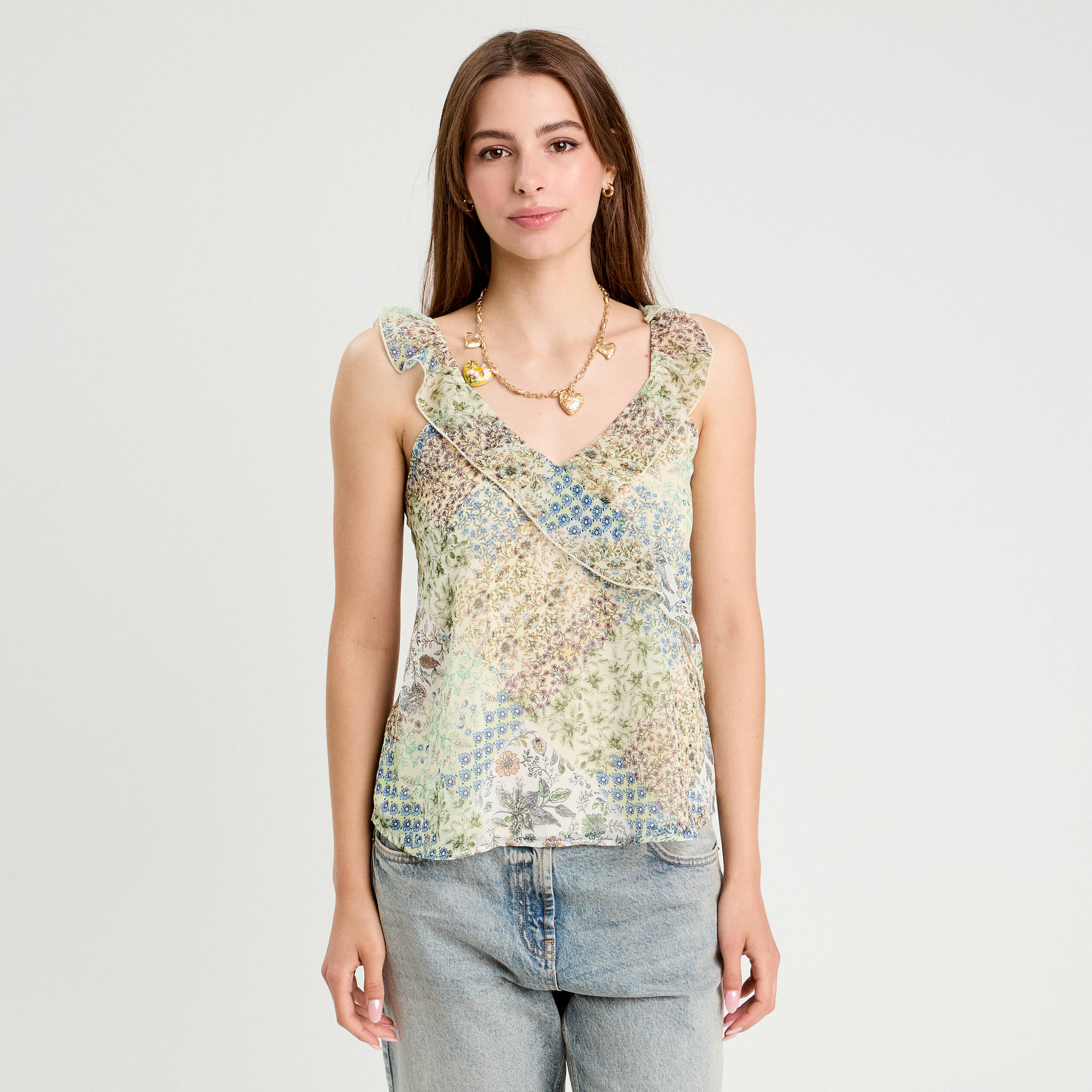 Blouse bretelles fines blanc femme