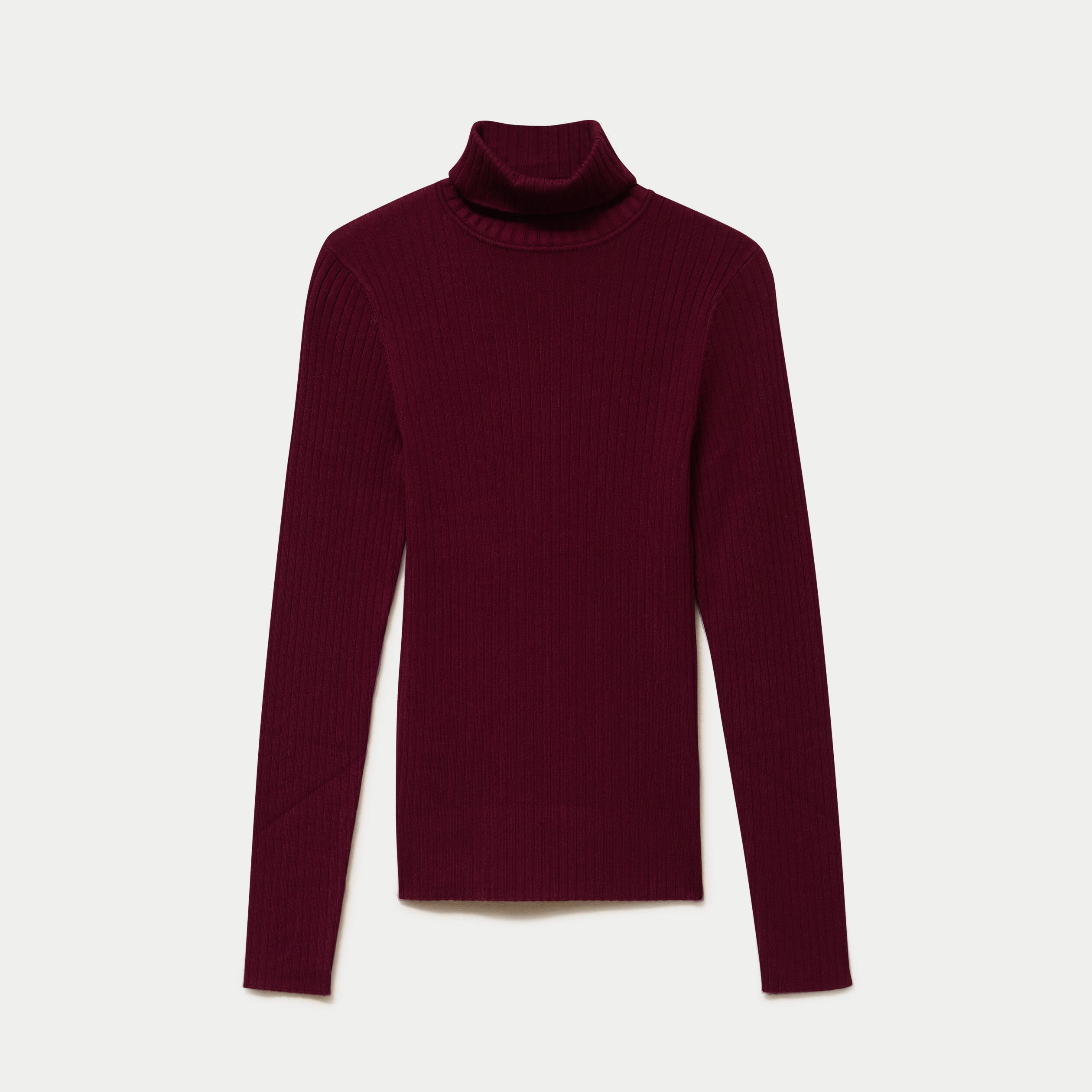 Pull c&ocirc;tel&eacute; col roul&eacute; bordeaux femme
