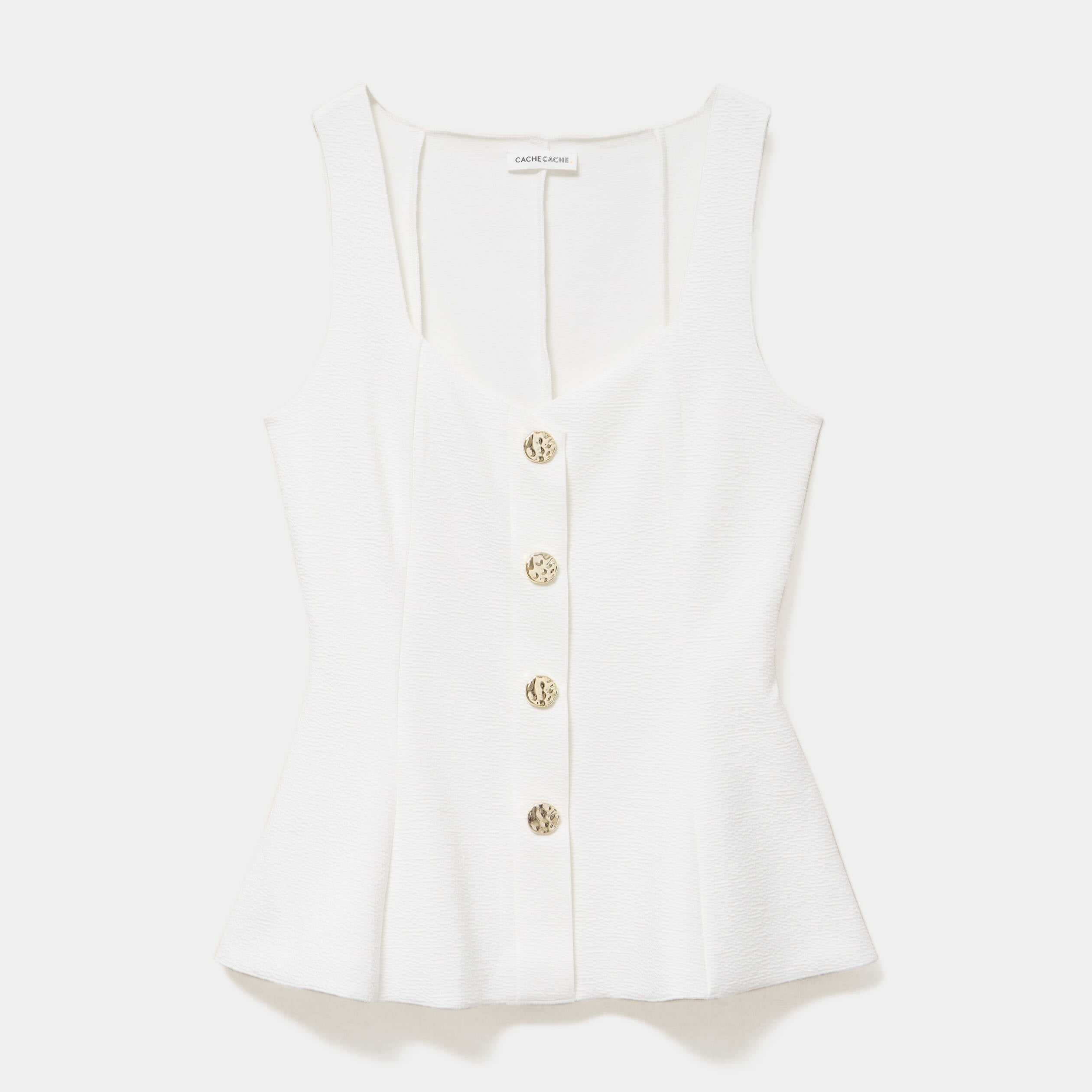D&eacute;bardeur p&eacute;plum cintr&eacute; col coeur ecru femme