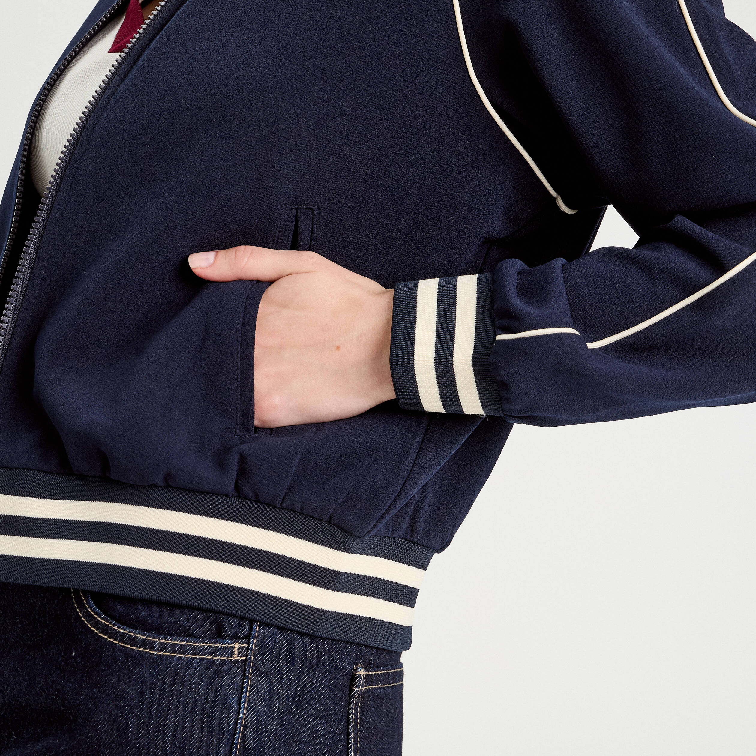 sweat zippe manches longues bleu marine femme Sweat zippé manches longues bleu marine femme
