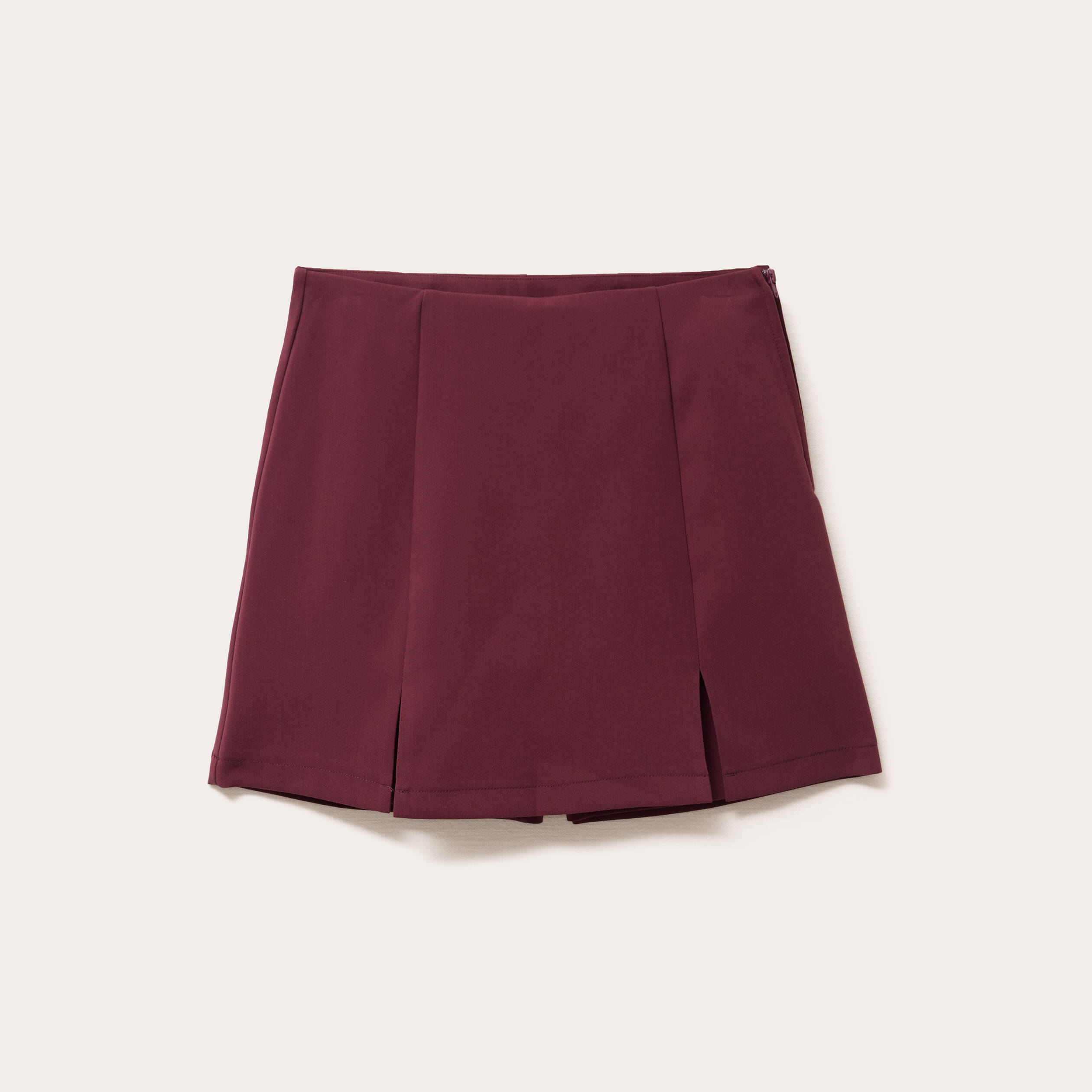 Jupe-short droite fentes violet fonc&eacute; femme