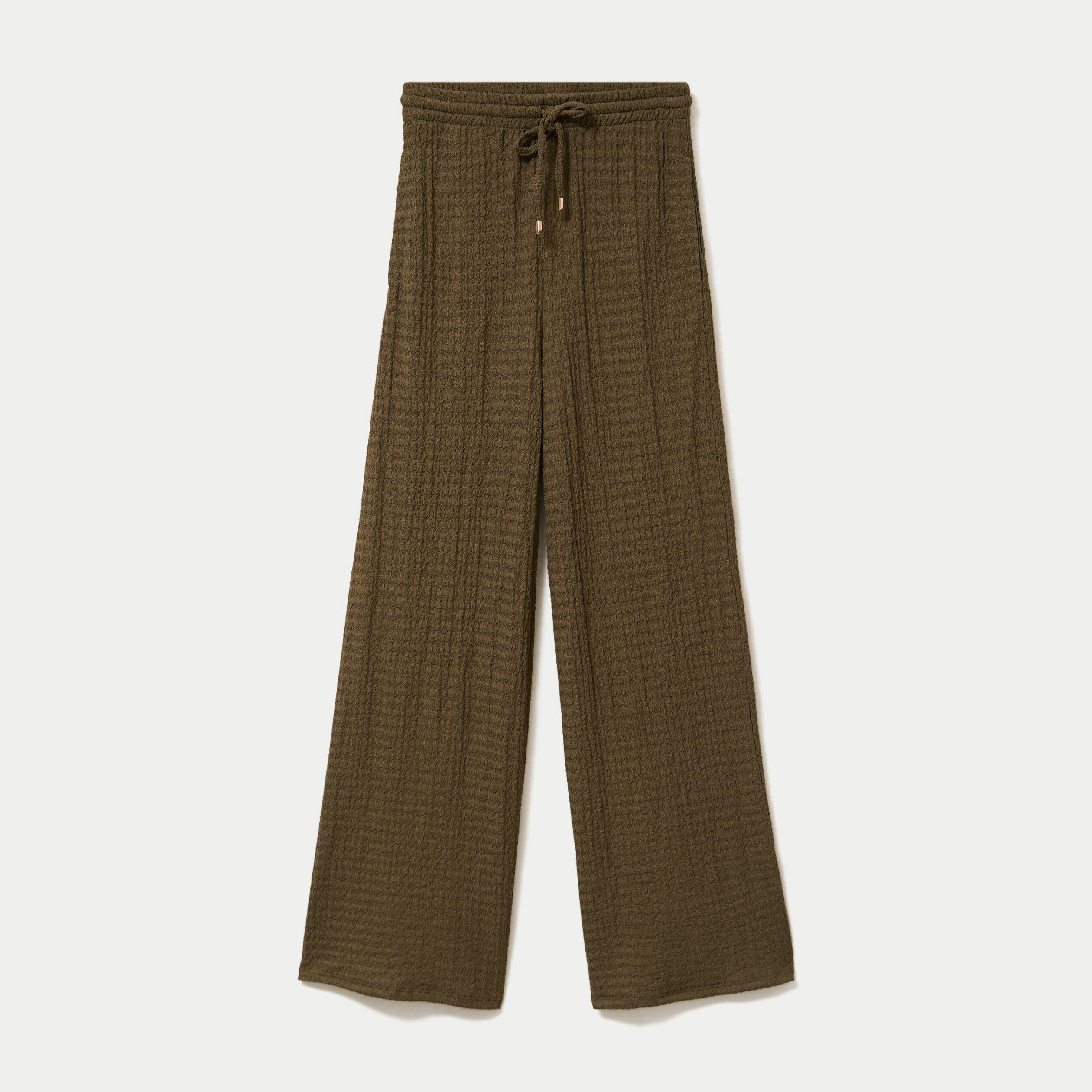 Pantalon large taille standard vert kaki femme