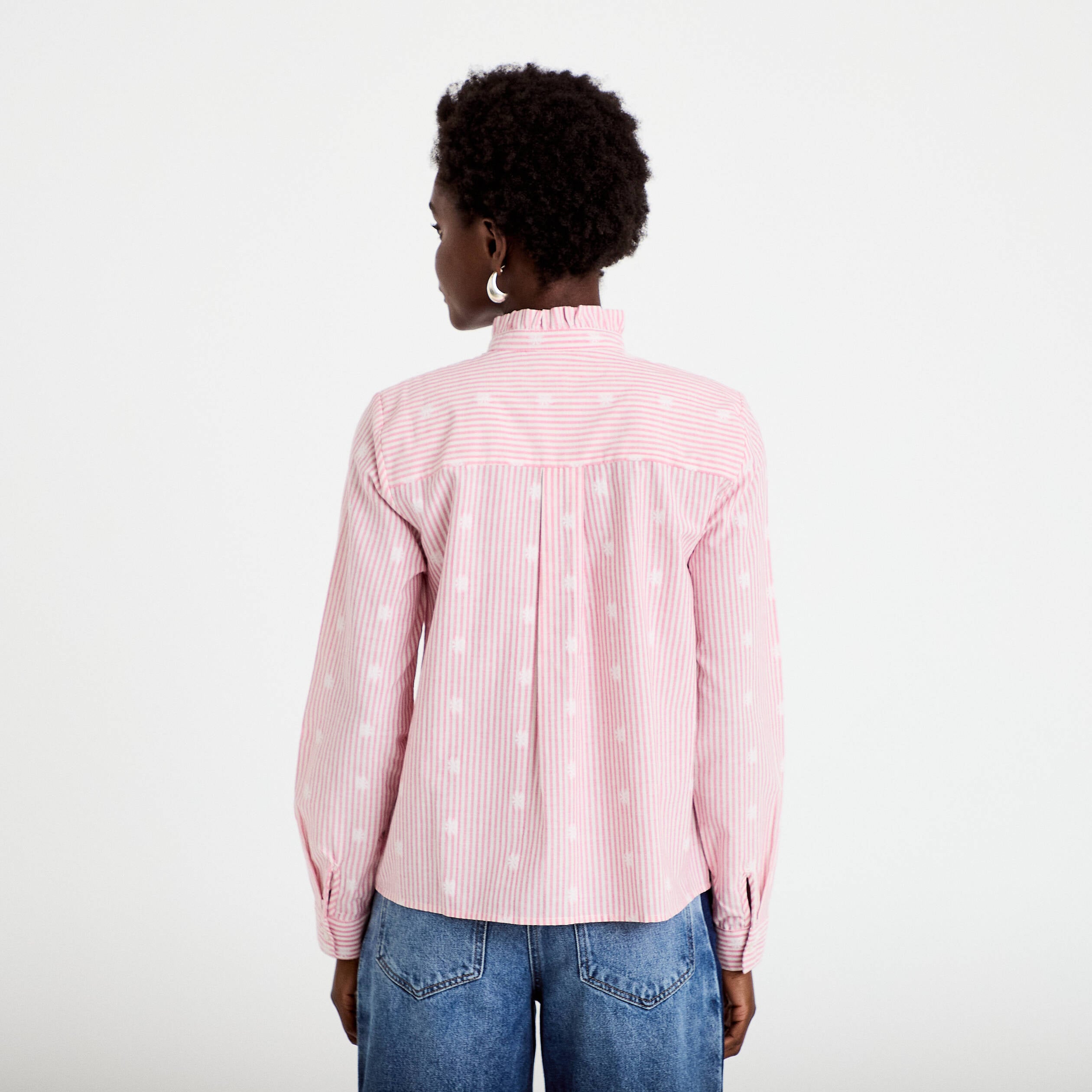 Chemise droite manches longues rouge clair femme