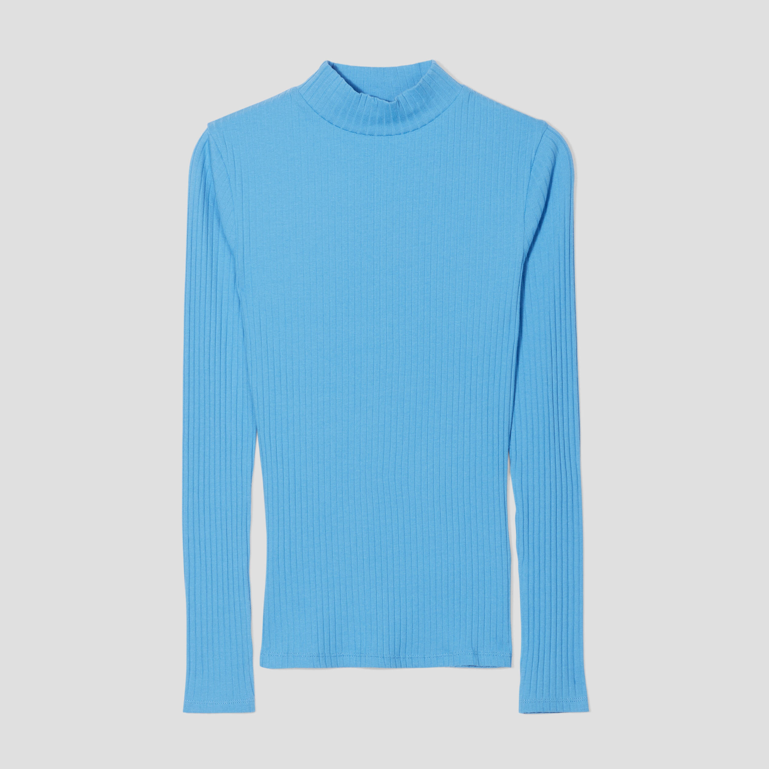 T-shirt c&ocirc;tel&eacute; col montant bleu femme