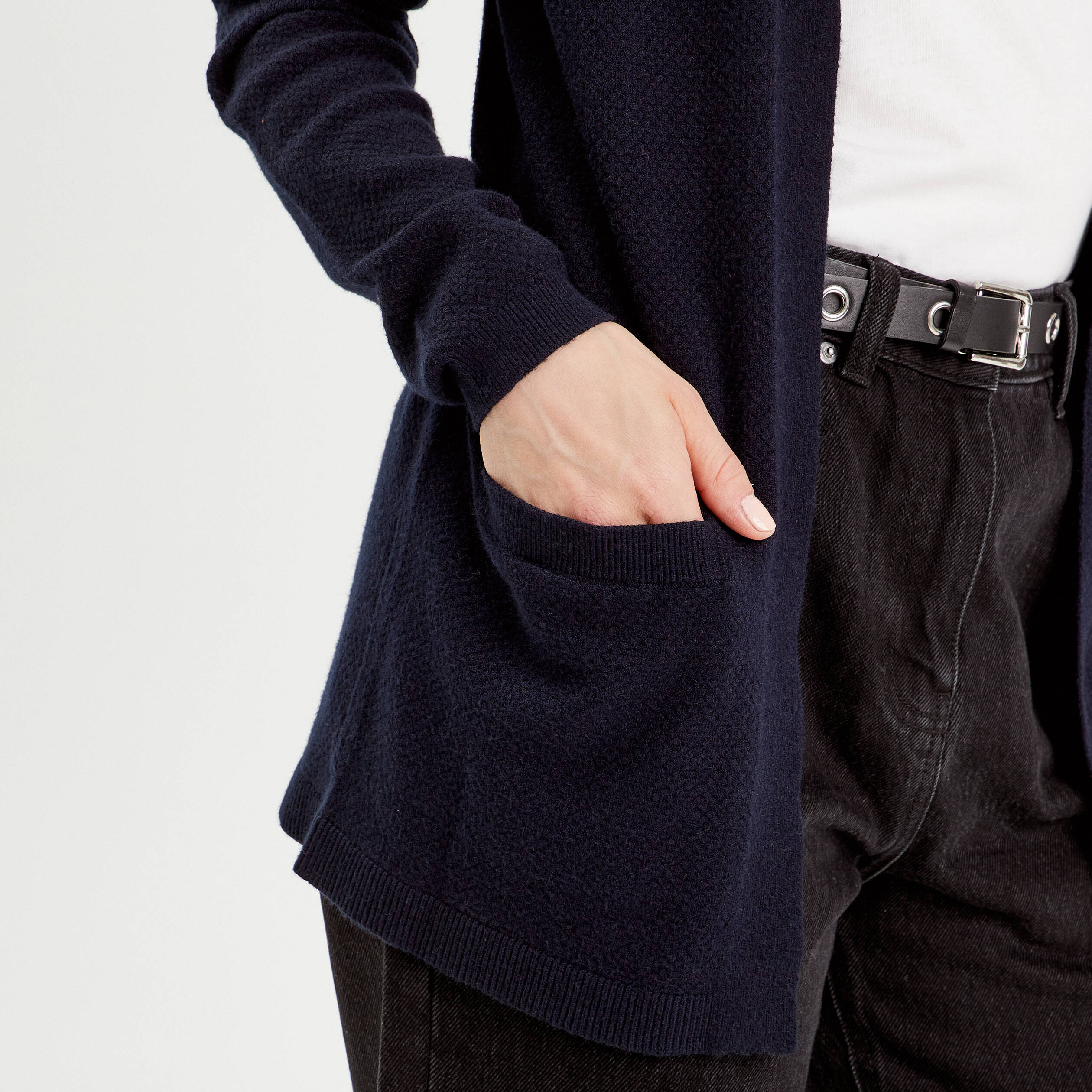 Gilet manches longues bleu marine femme
