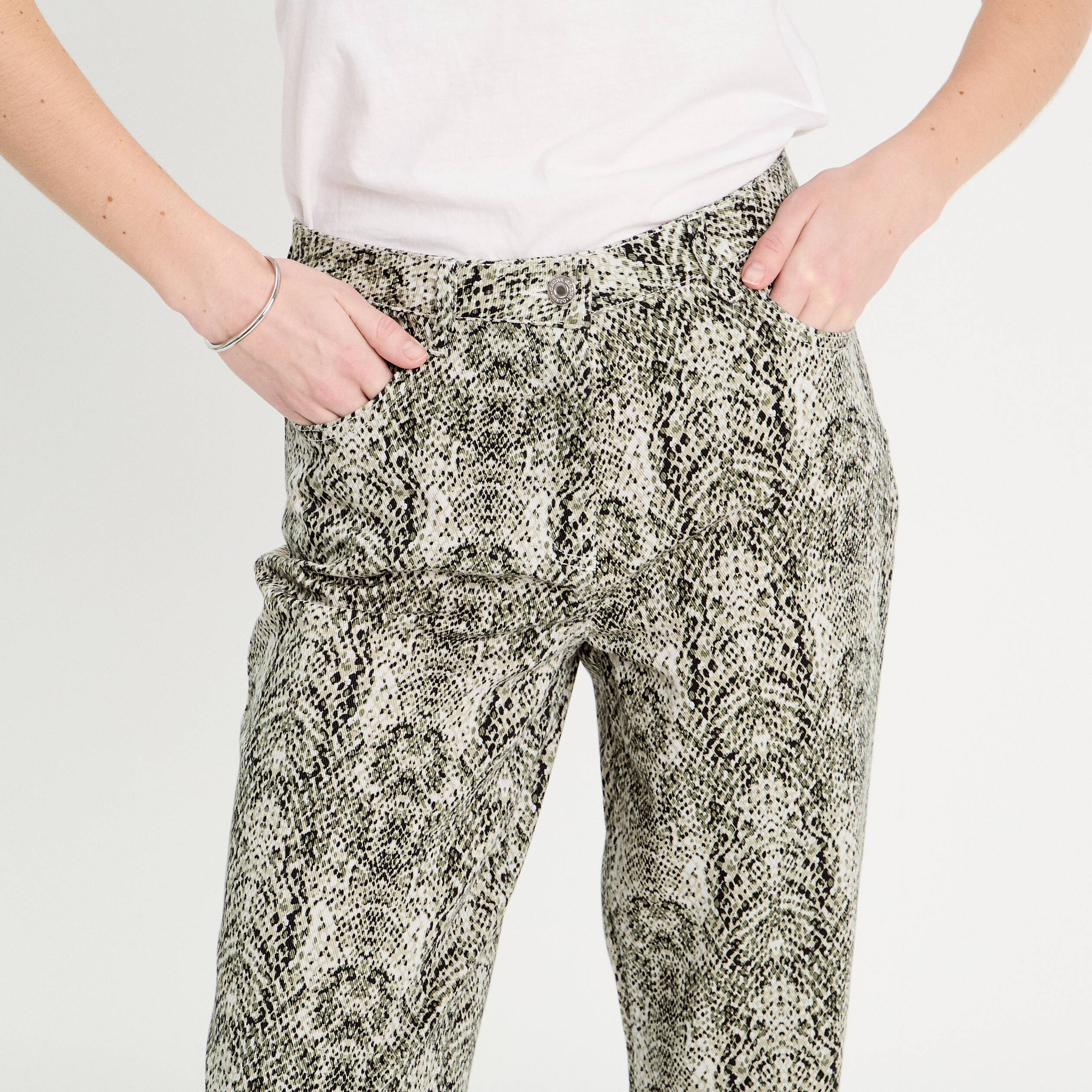 Pantalon large vert kaki femme