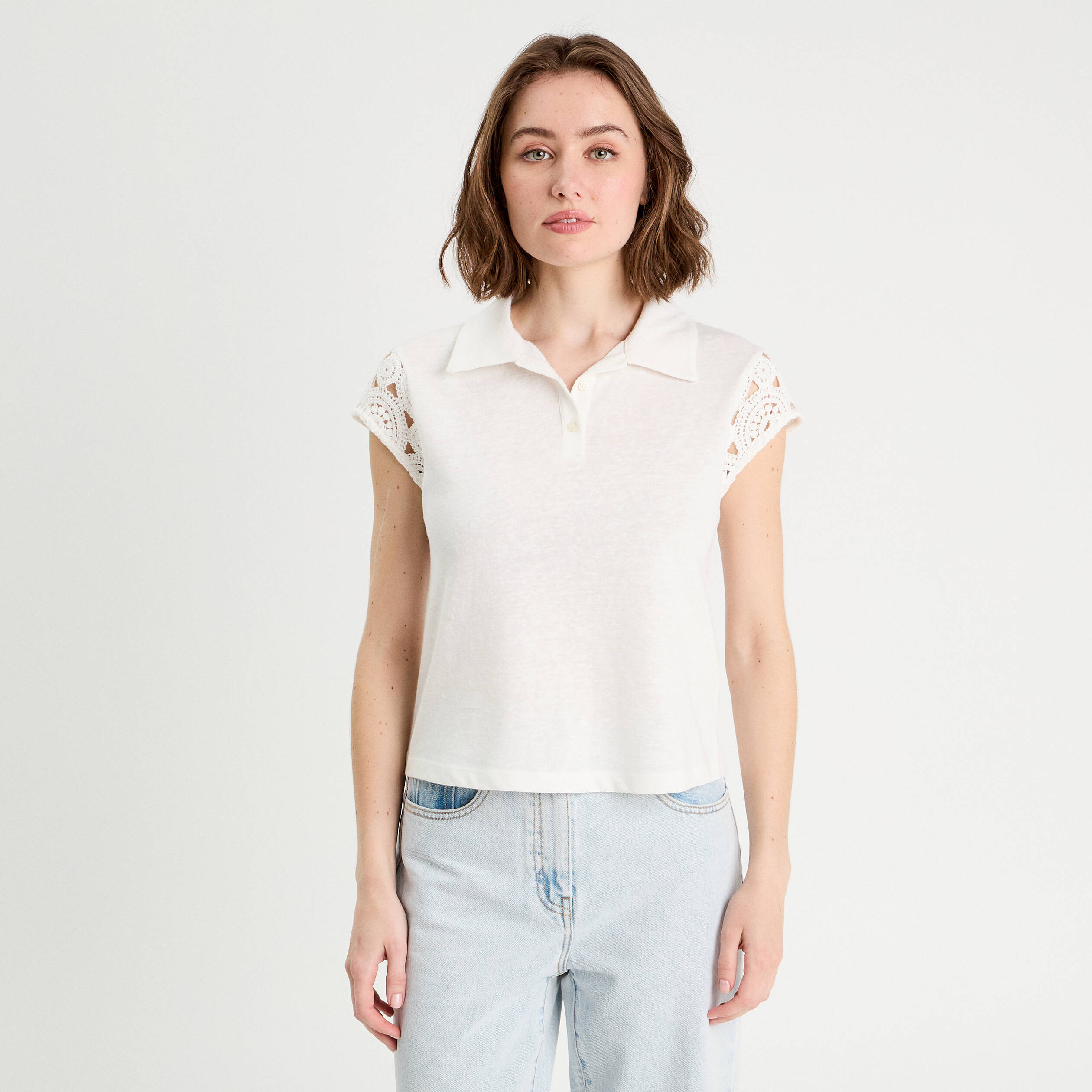 polo manches courtes ecru femme Polo manches courtes ecru femme