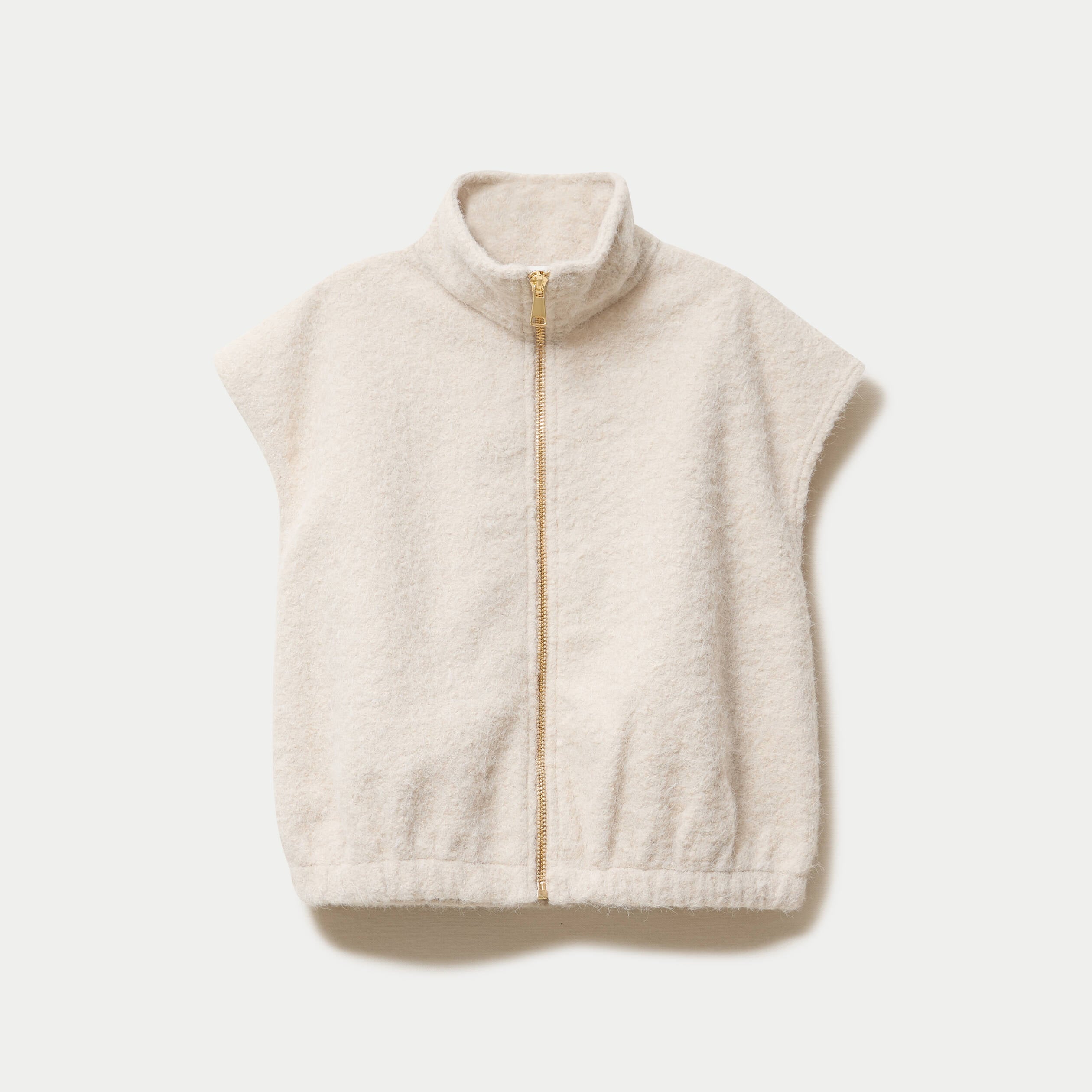 Gilet sans manches col montant beige femme