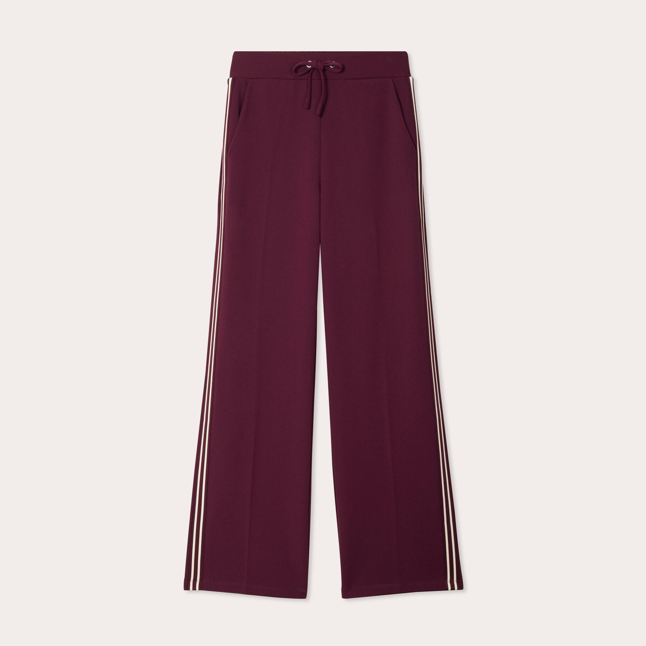 pantalon large avec bandes prune femme Pantalon large avec bandes prune femme