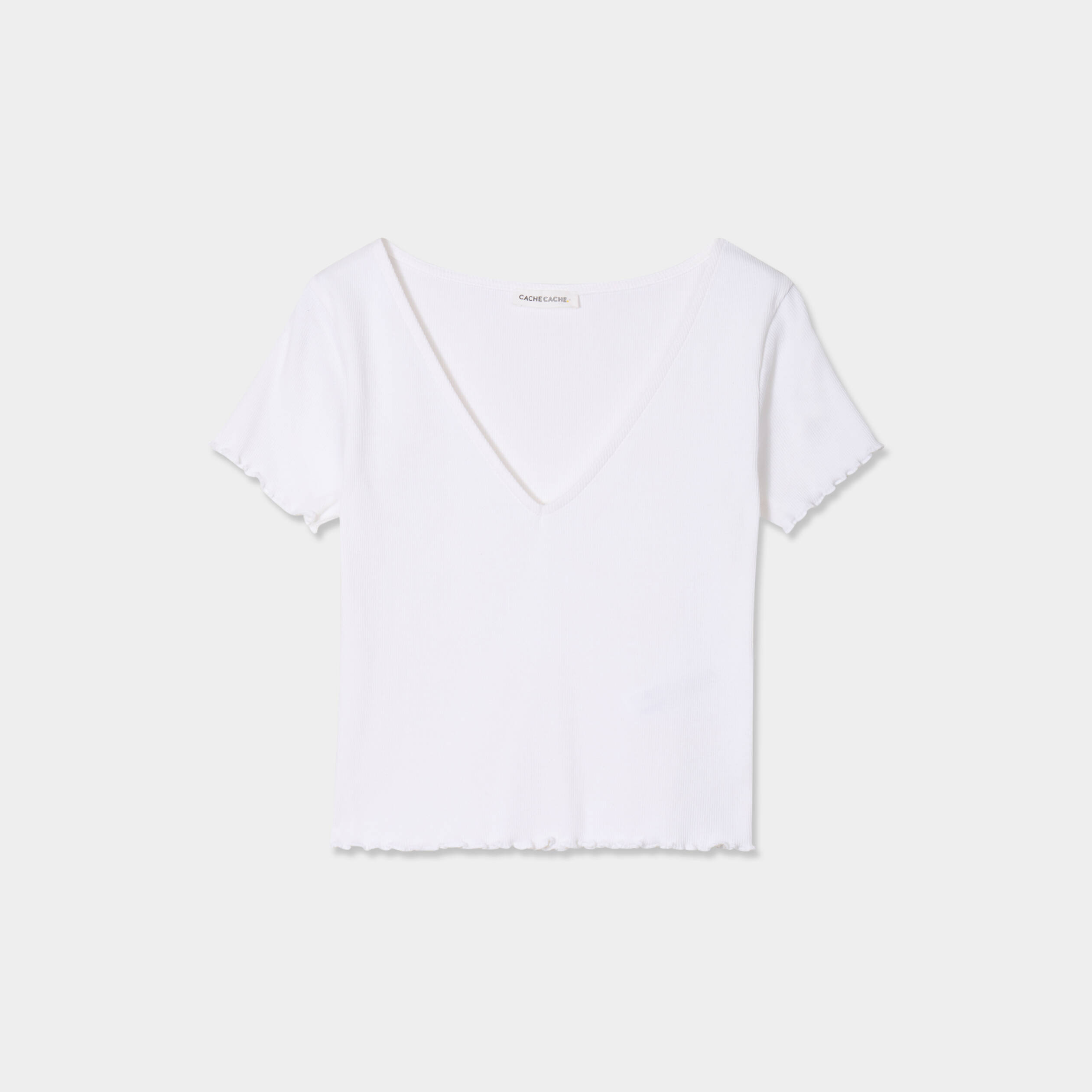 T-shirt c&ocirc;tel&eacute; manches courtes blanc femme