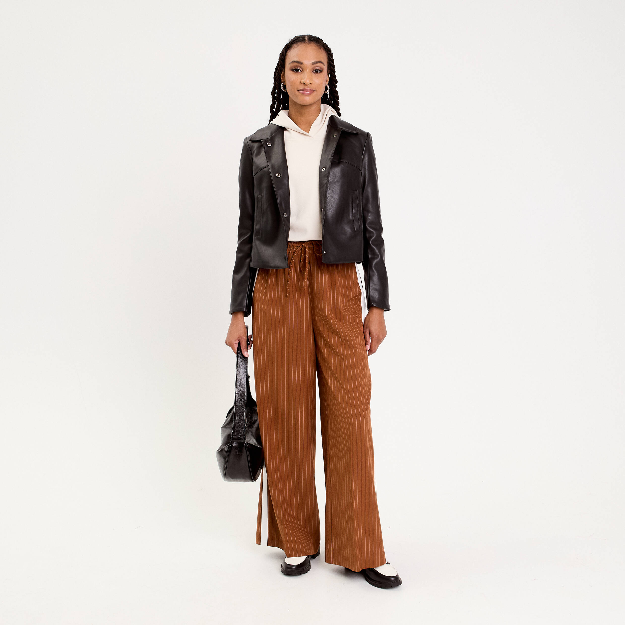 Pantalon large fluide orange fonc&eacute; femme
