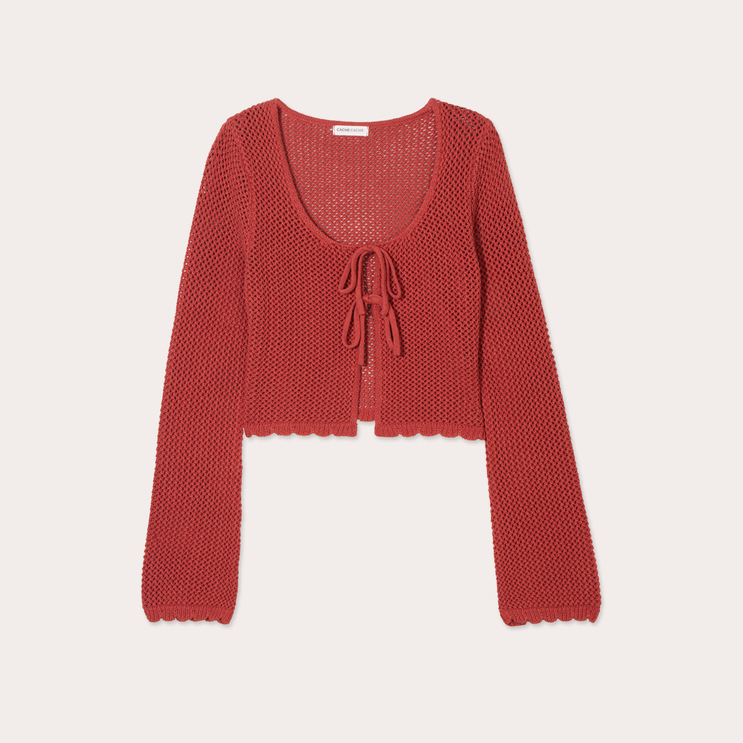 Gilet noué court rouge femme