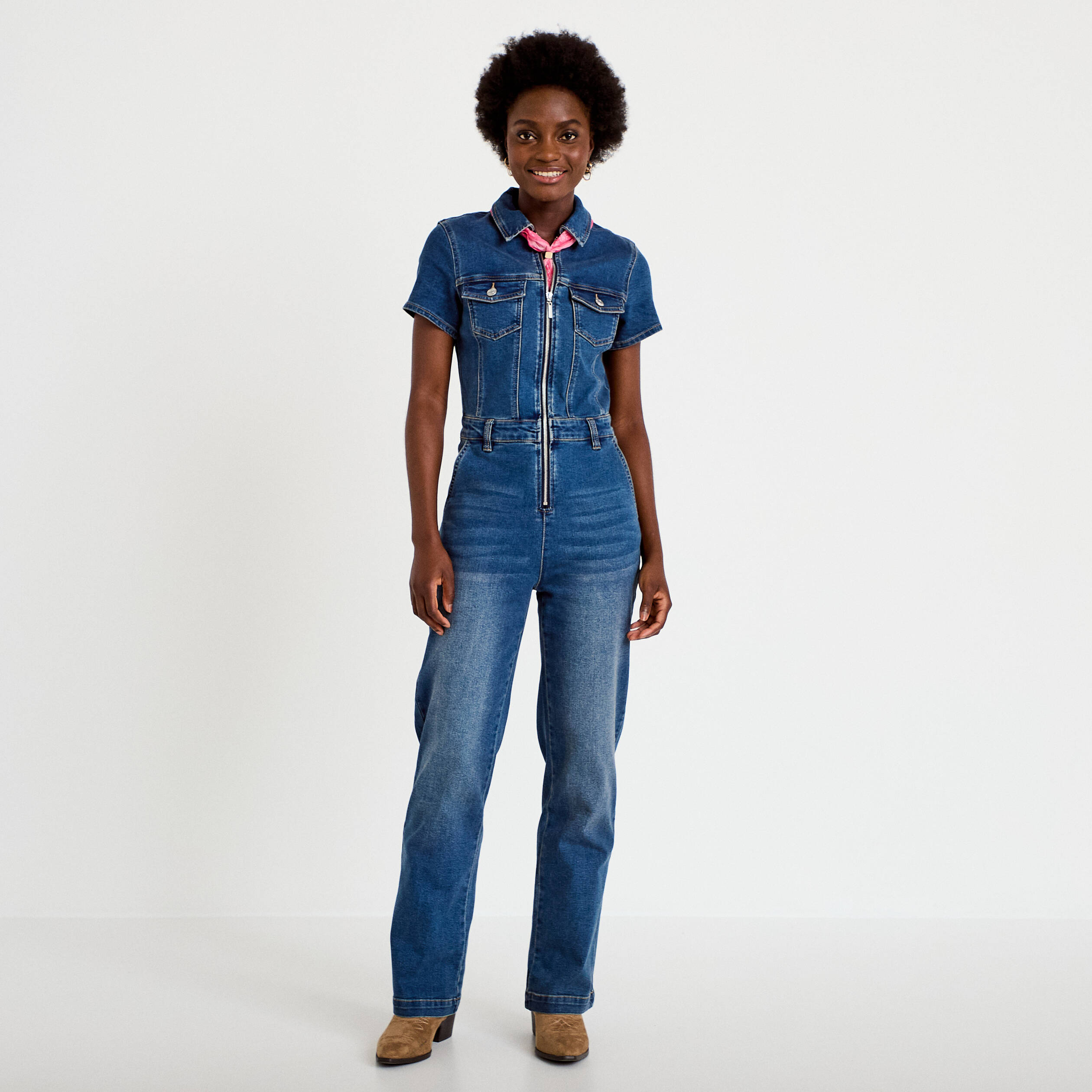 Combinaison pantalon en jean denim double stone femme