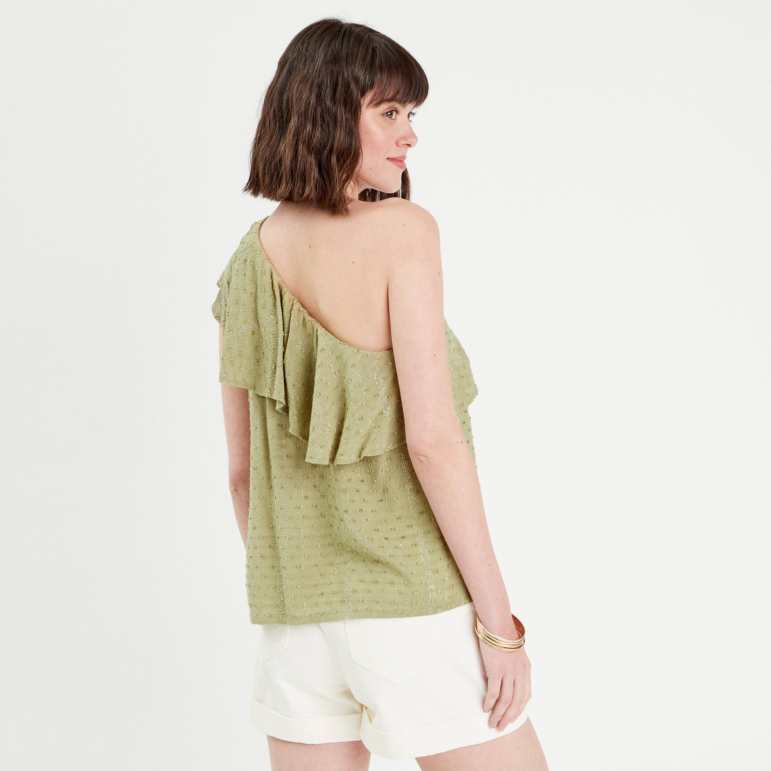 Blouse asym&eacute;trique vert pastel femme