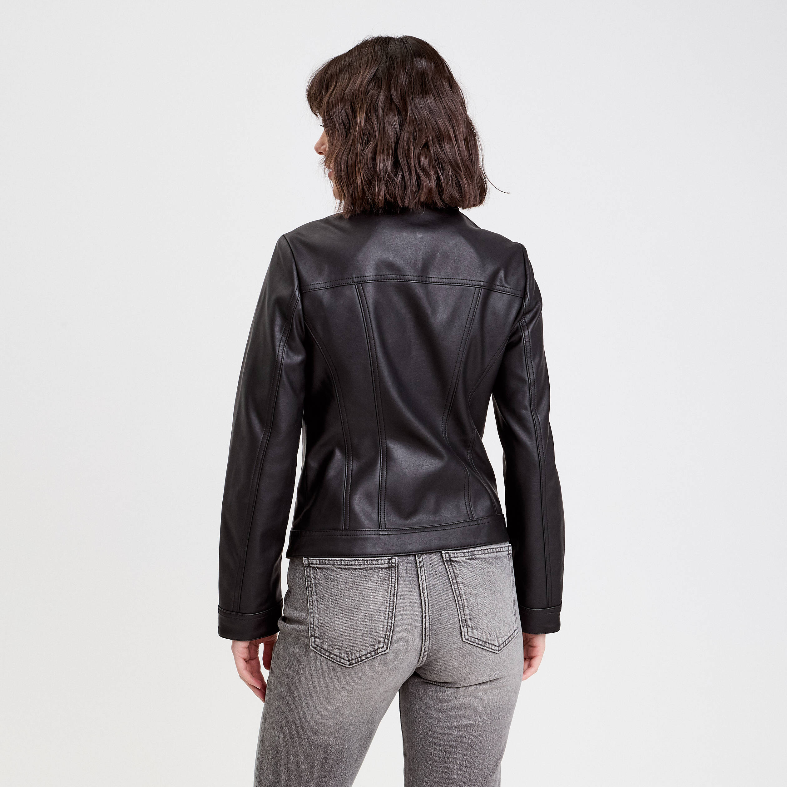 Veste droite zipp&eacute;e noir femme