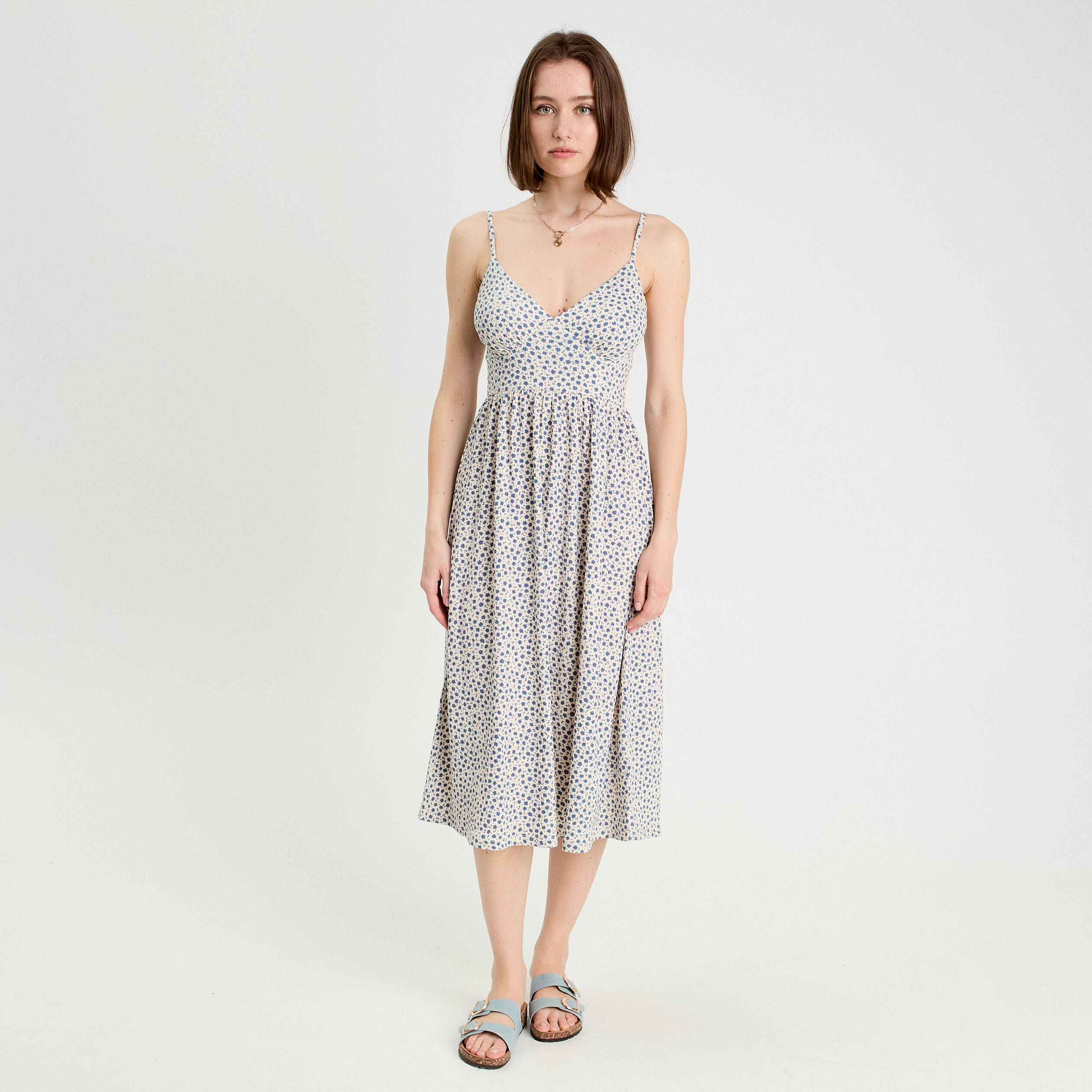 robe longue evasee bretelles blanc femme Robe longue évasée bretelles blanc femme